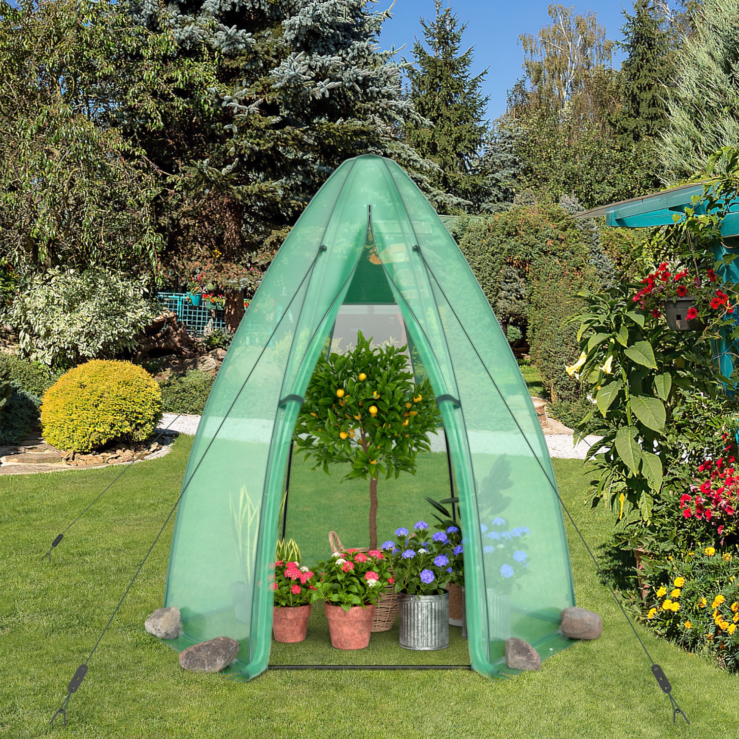 Costway 5.5'x 5.5'x 6' Portable Mini Garden Greenhouse with Window & Roll-up Zippered Door