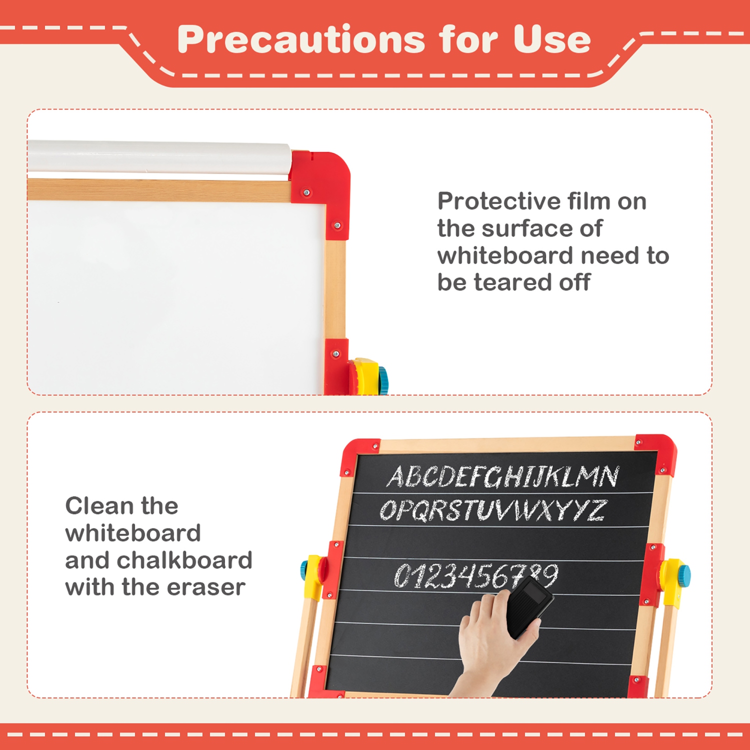 Costway 3-in-1 Wooden Art Easel for Kids Double Sided Easel with Drawing Paper Roll