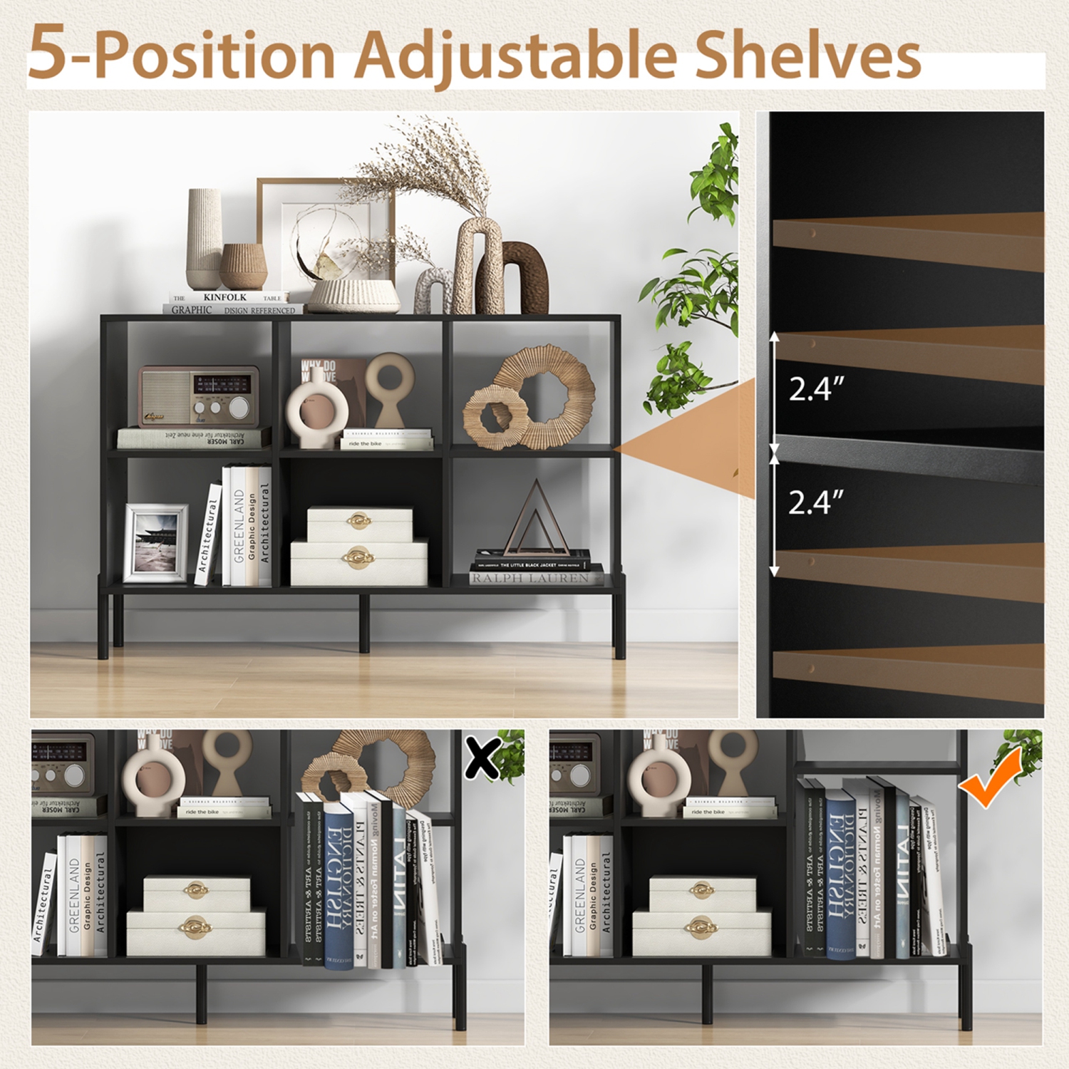 Costway 6 Cube Storage Shelf Organizer Bookcase Square Cubby Cabinet Bedroom