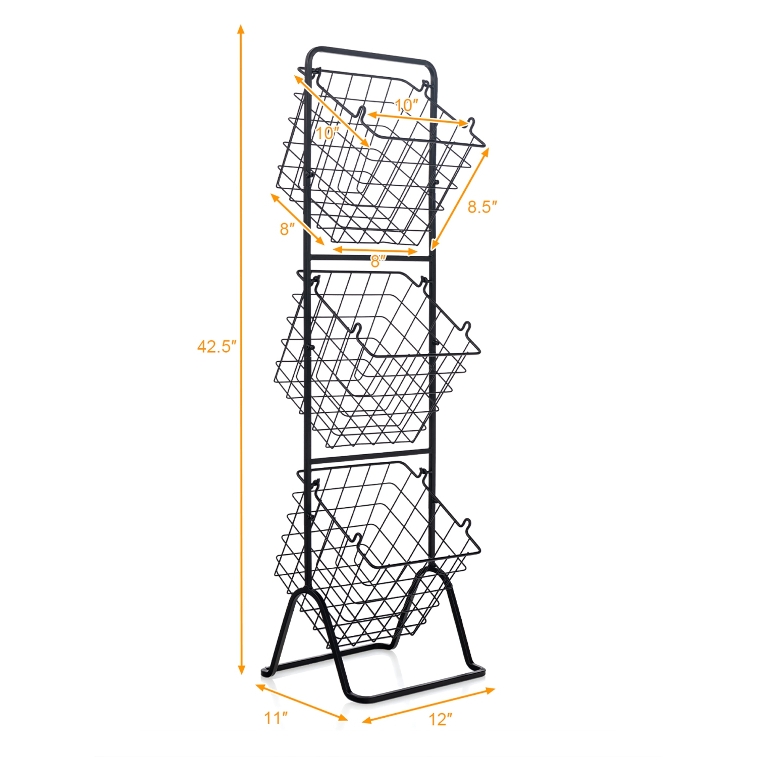 Meuble de rangement à 3 niveaux pour collations à fruits en fil métallique de Costway