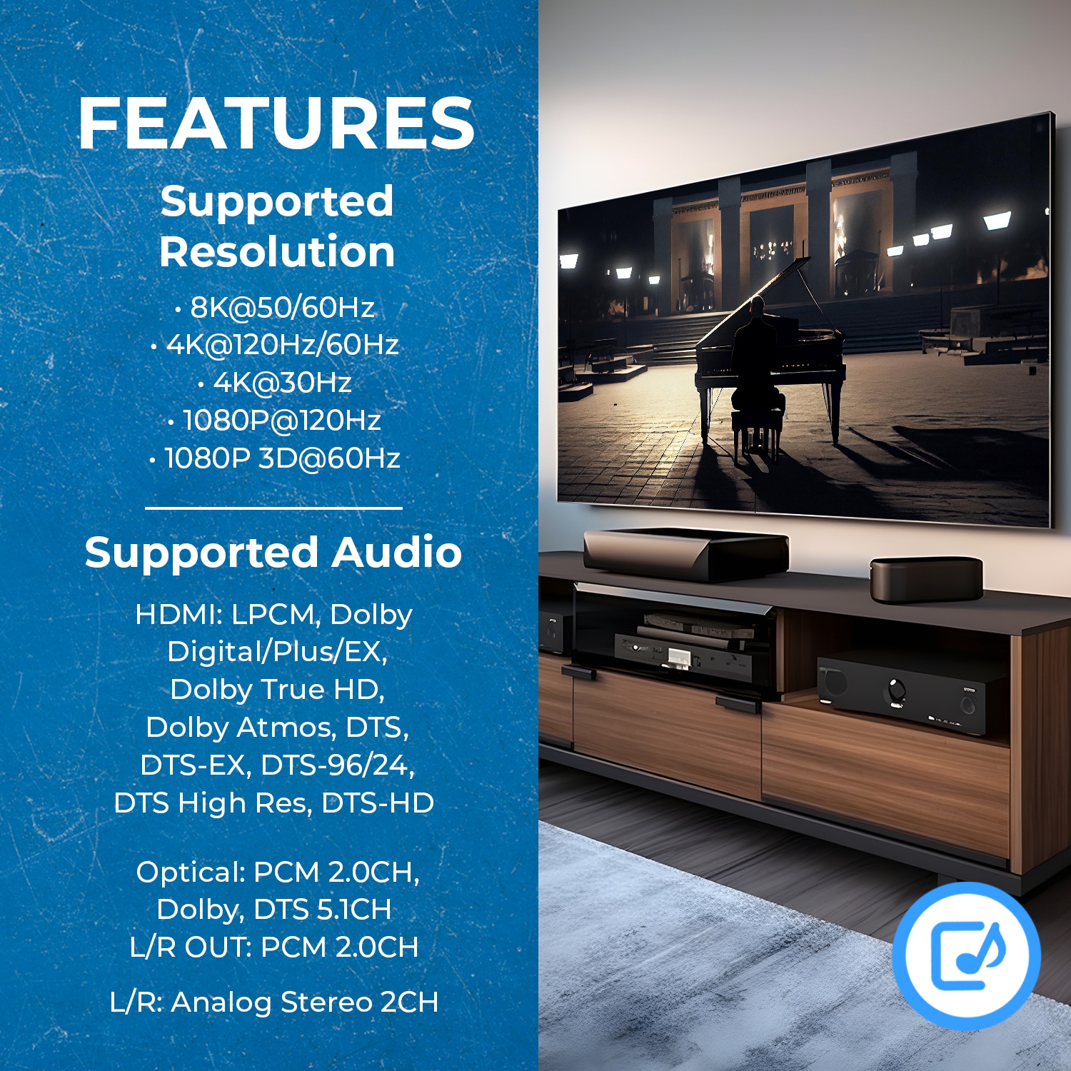 OREI – extracteur audio 48&nbsp;Gb/s 8K avec sortie S/PDIF et G/D, Dolby Vision