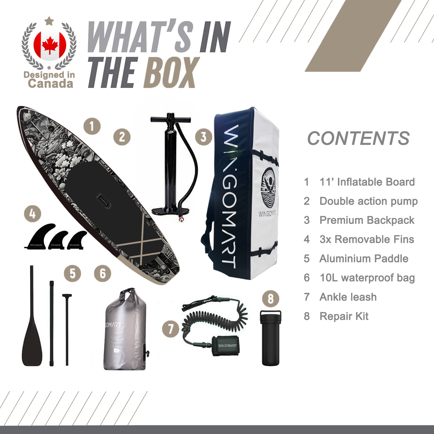 Planche à rame gonflable large de 11ft x 33 po ODYSSEY, très stable, large planche à pagaie jusqu'à 2&nbsp;personnes/375LB entièrement équipée avec