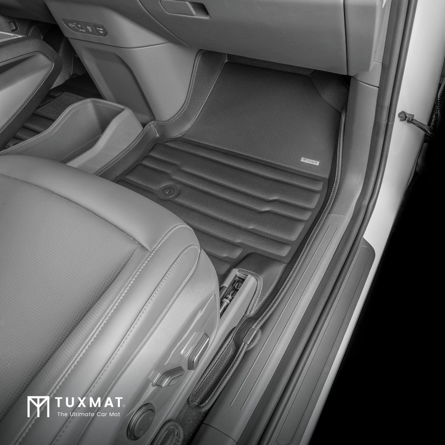 Tapis TuxMat - Pour les modèles 2024-2026 à 7 places EV9 de Kia - Tapis d'auto sur mesure - Couverture maximale, toutes saisons, mesuré au laser -