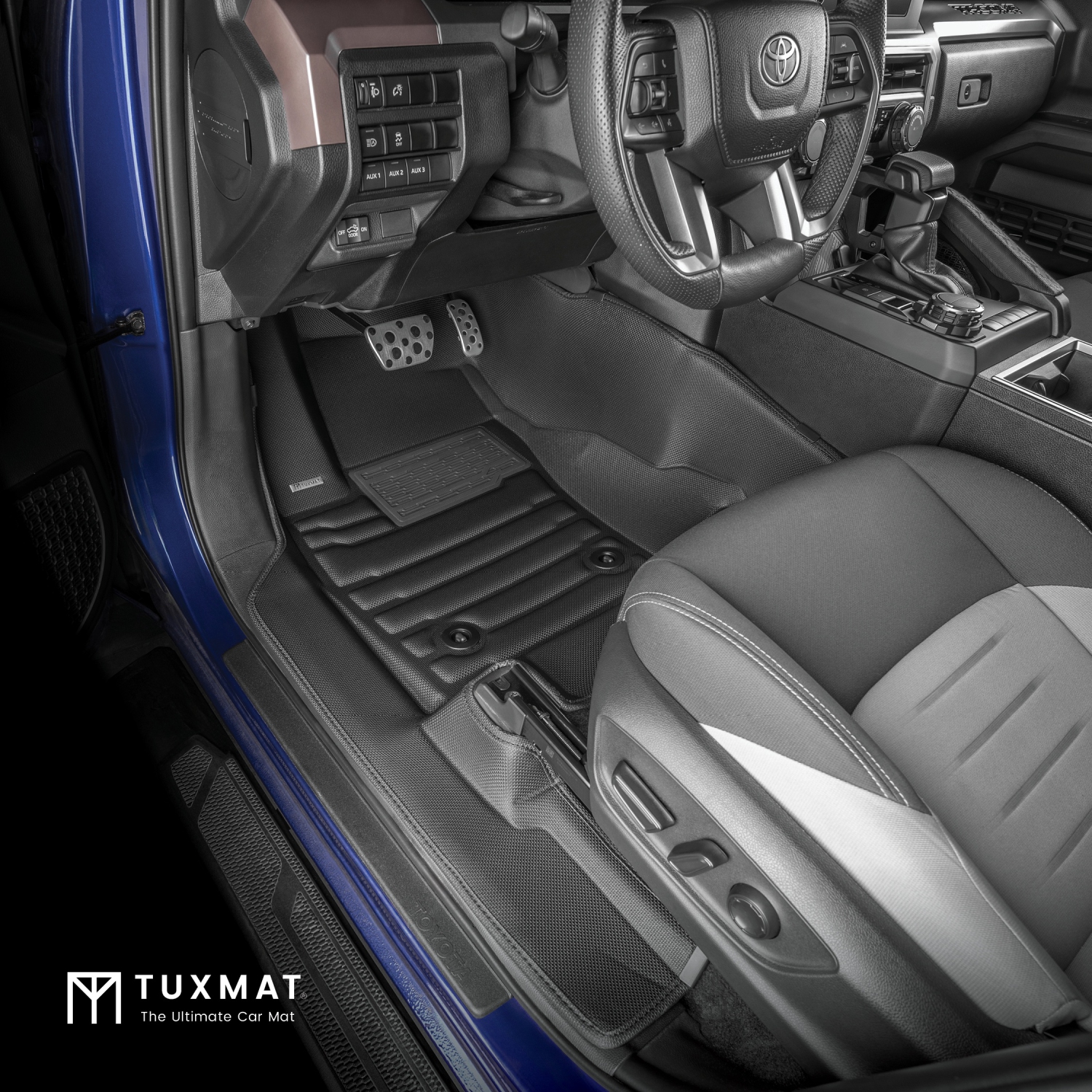 TuxMat - Pour les modèles Toyota Tacoma 2024-2026 à cabine double - Tapis d'auto sur mesure - Couverture maximale, toutes saisons, mesurée au laser -