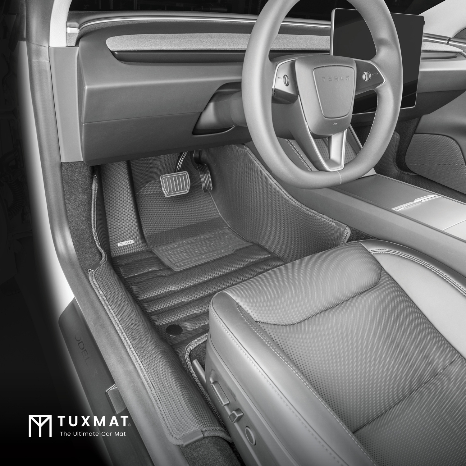 Tapis TuxMat - Pour les modèles Tesla 3 2024-2026 - Tapis d'auto personnalisés - Couverture maximale, toutes saisons, mesurée au laser - Cet ensemble