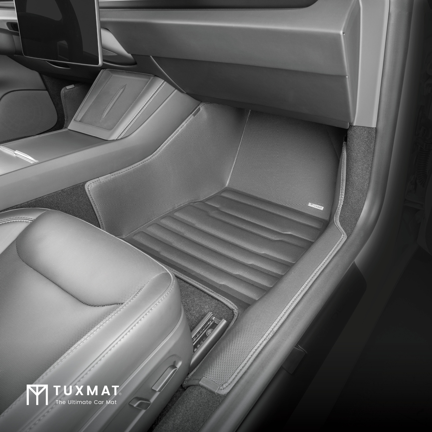 Tapis TuxMat - Pour les modèles Tesla 3 2024-2026 - Tapis d'auto personnalisés - Couverture maximale, toutes saisons, mesurée au laser - Cet ensemble