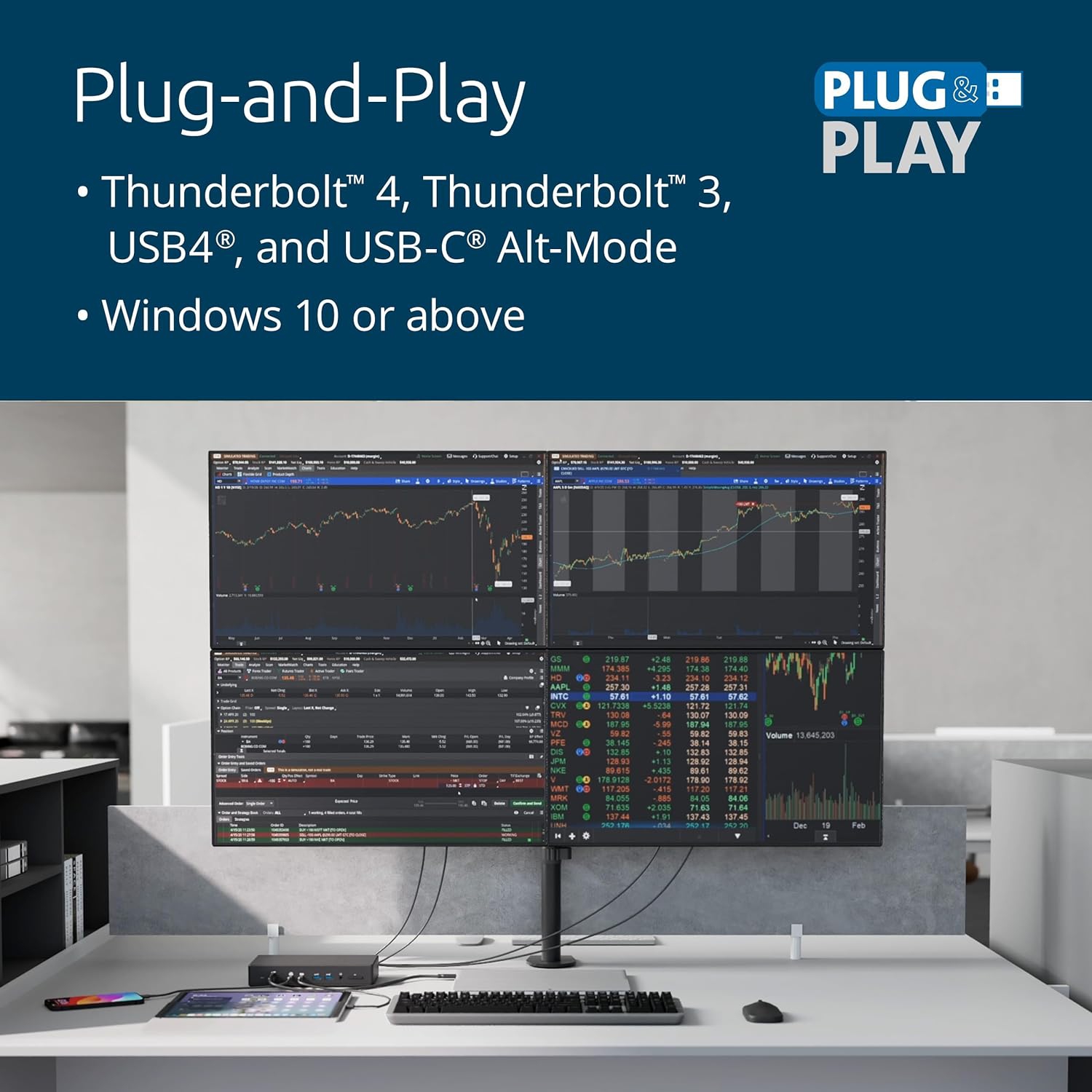 Kensington SD4880P EQ USB-C® 10Gbps Quad Video 17-in-1 Driverless Dock 100W PD