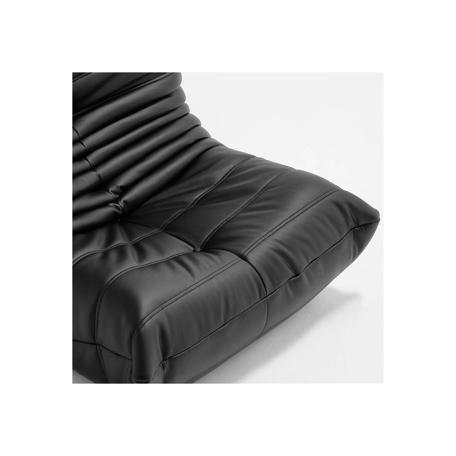 LivinVeluris Mircofiber Leather Bean Bag Sofa - Black