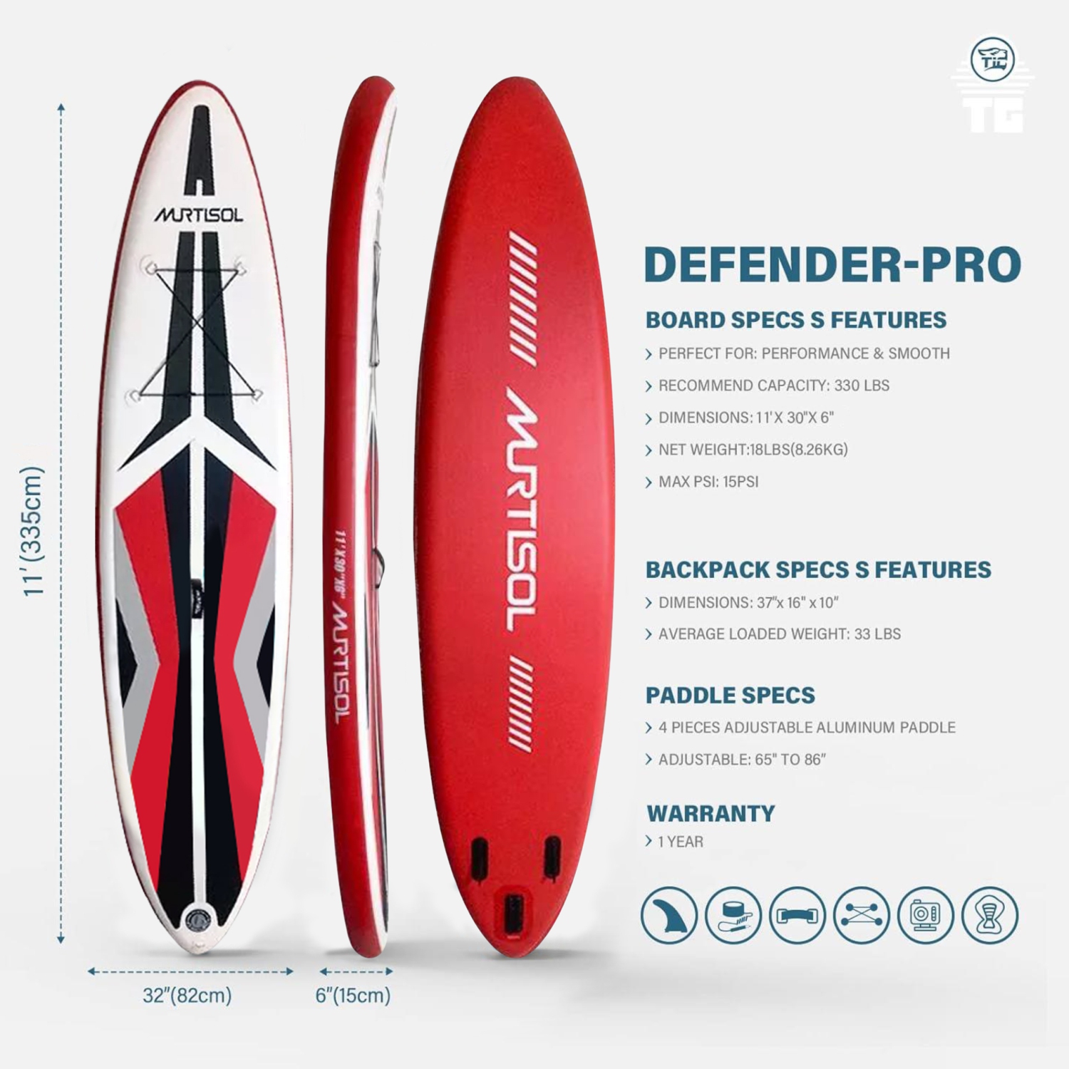 11FT Inflatable Stand up Paddle Board Ultra-Thick Durable PVC w/Premium SUP Accessories & Carry Bag |upgraded paddle boards w/ 3 Fish Fin for