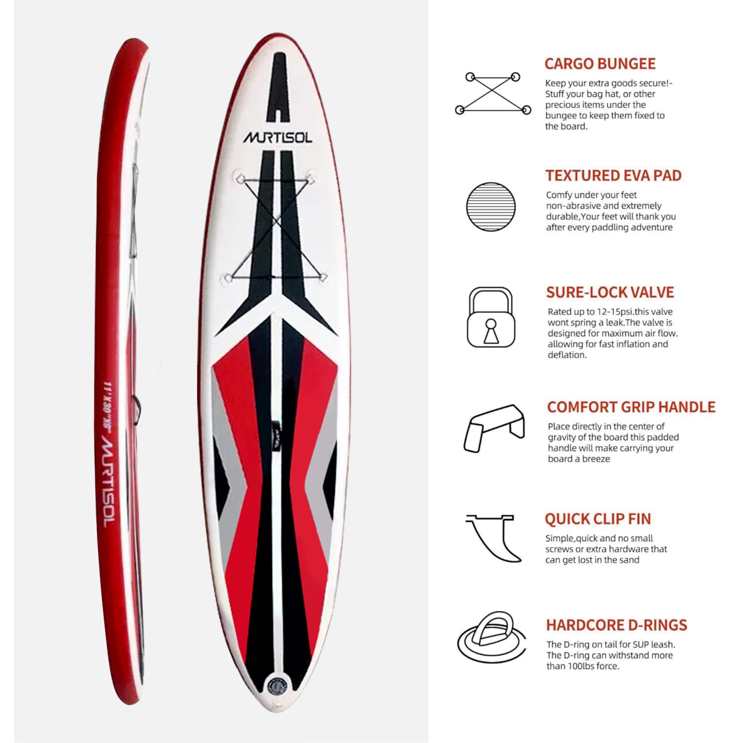 11FT Inflatable Stand up Paddle Board Ultra-Thick Durable PVC w/Premium SUP Accessories & Carry Bag |upgraded paddle boards w/ 3 Fish Fin for