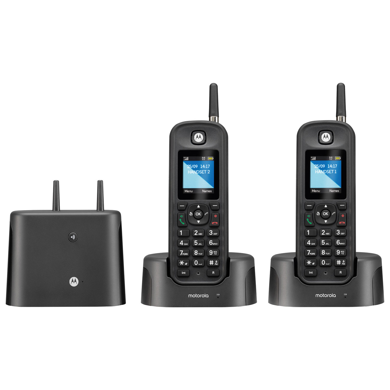 Motorola O21 DECT 6.0 2-Handset Outdoor Cordless Phone - Black