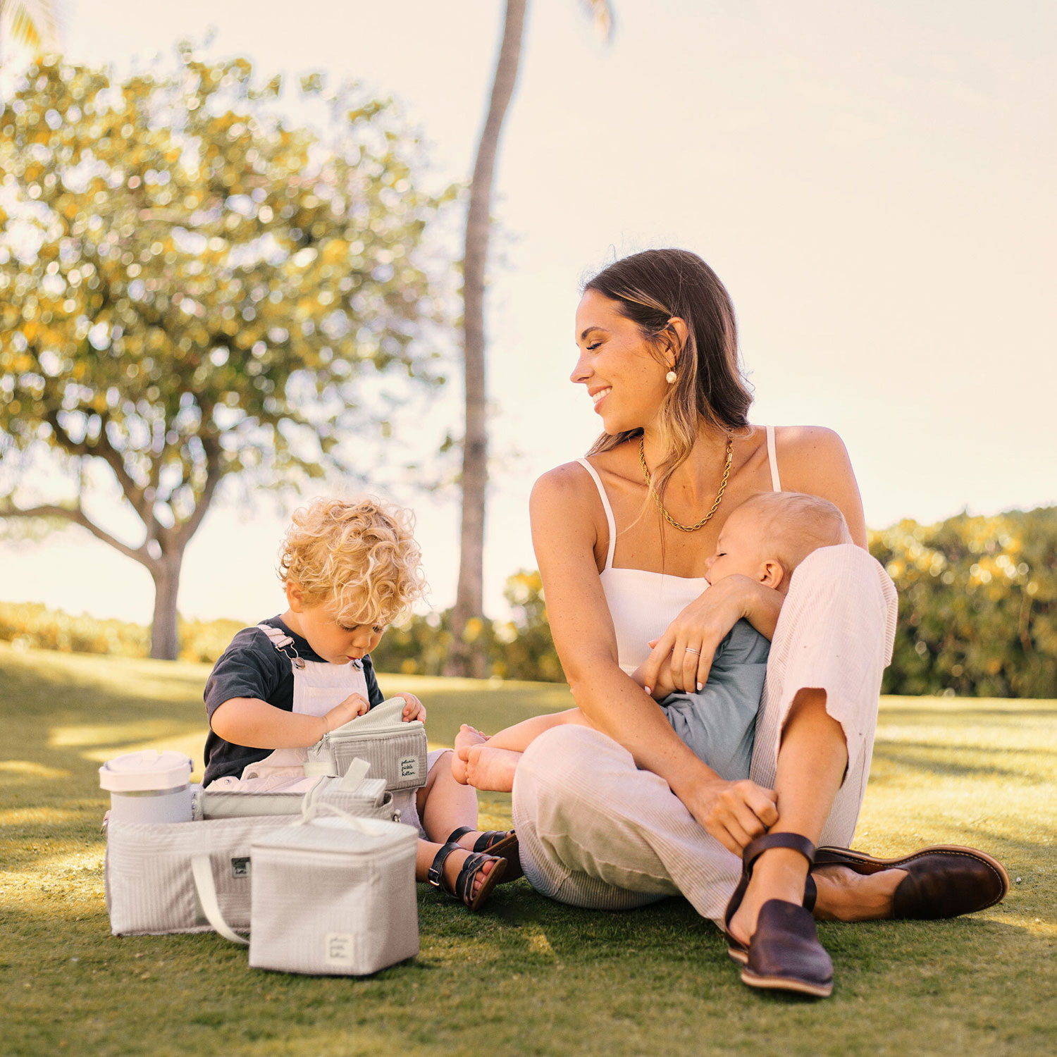 Ensemble de système Inter-Mix Deluxe de Petunia Picklebottom - Couture à carreau beige