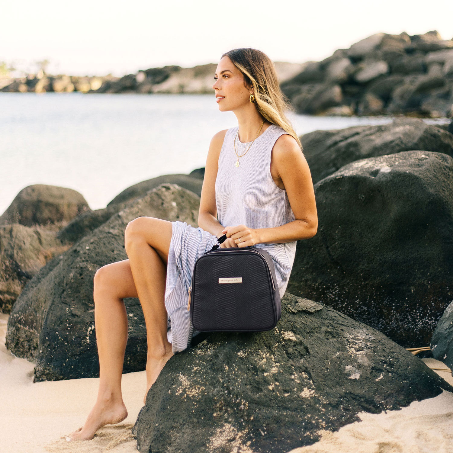 Petunia Picklebottom Tandem Bottle & Lunch Tote - Carbon Cable Stitch