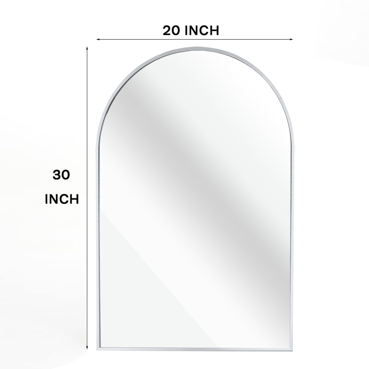 KOSSMAI 30"X 20" Arch Wall Mirror with Metal Frame for Living Room, Bed Room Bathroom Entry - Silver