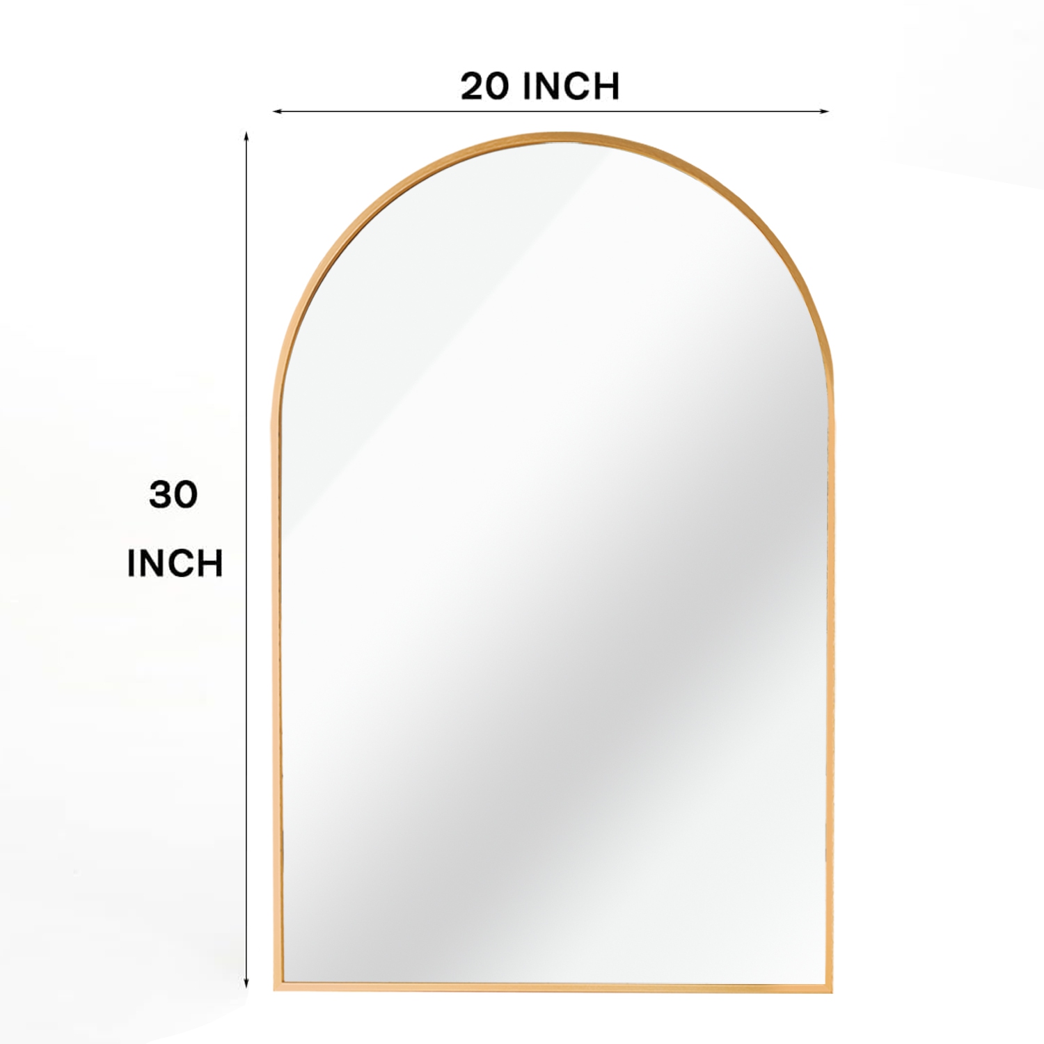 KOSSMAI 30"X 20" Arch Wall Mirror with Metal Frame for Living Room Dining Room Bathroom Entry - Gold