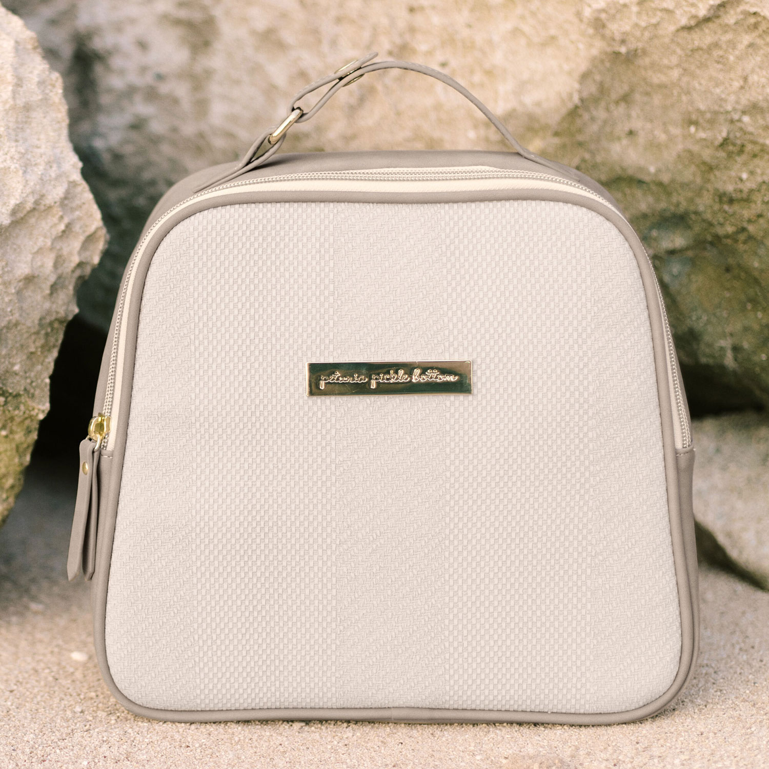 Sac fourre-tout pour biberons et repas Tandem de Petunia Picklebottom - Mailles de câble gris mat