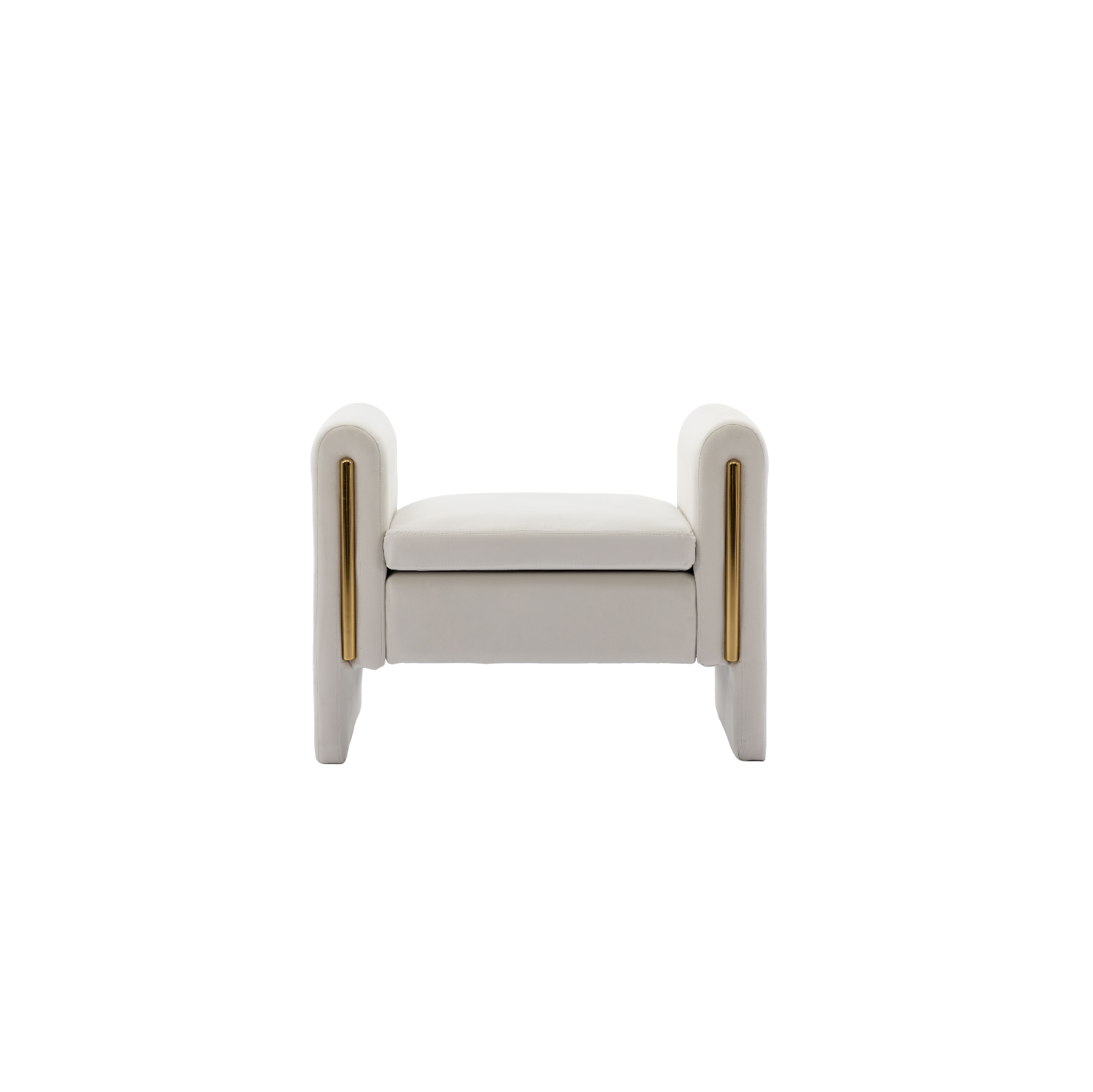 KOSSMAI 33" Velvet Fabric Bench Ottoman For Living Room Entry Bedroom - Ivory