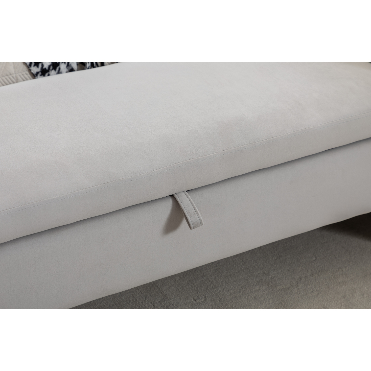KOSSMAI 53" Velvet Fabric Storage Bench Ottoman For Living Room Entry Bedroom Light - Grey