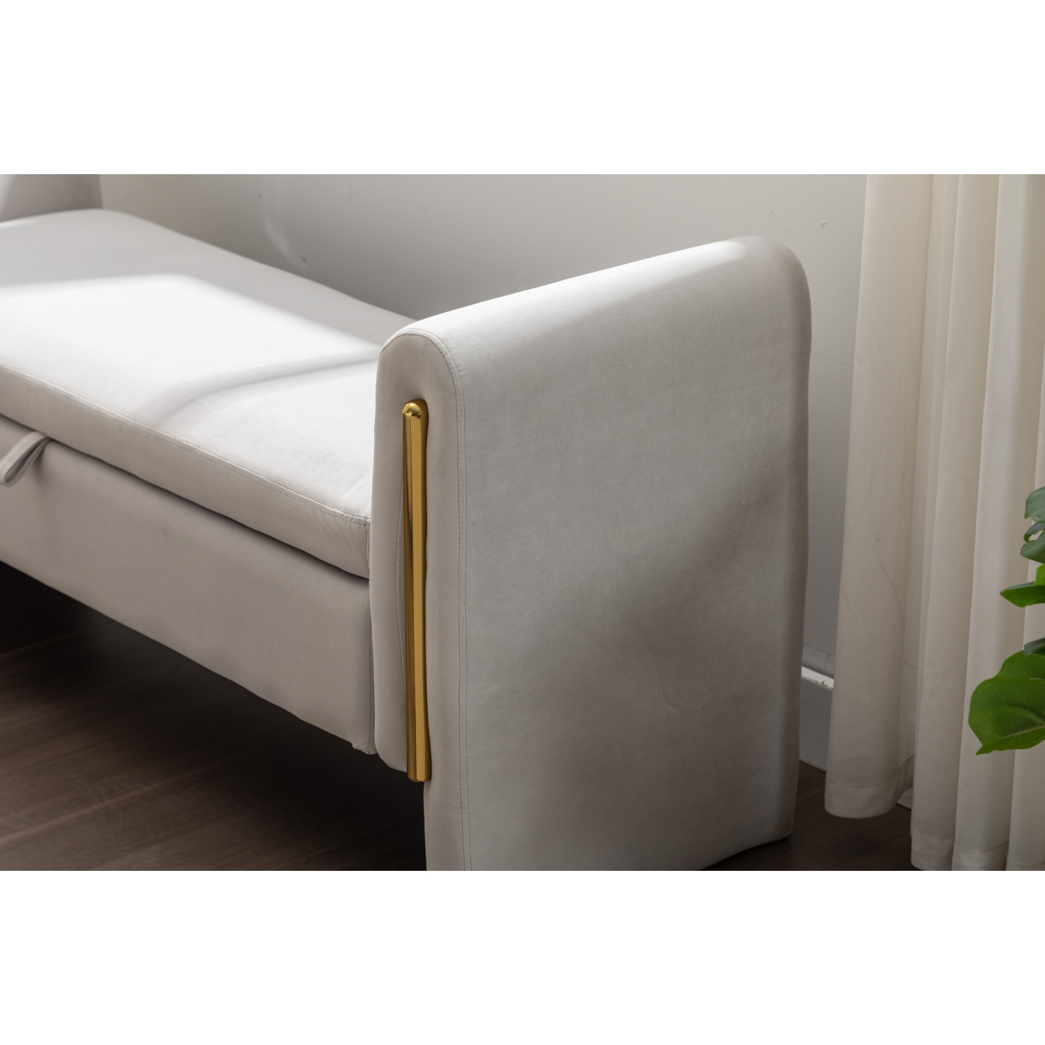 KOSSMAI 53" Velvet Fabric Storage Bench Ottoman For Living Room Entry Bedroom Light - Grey