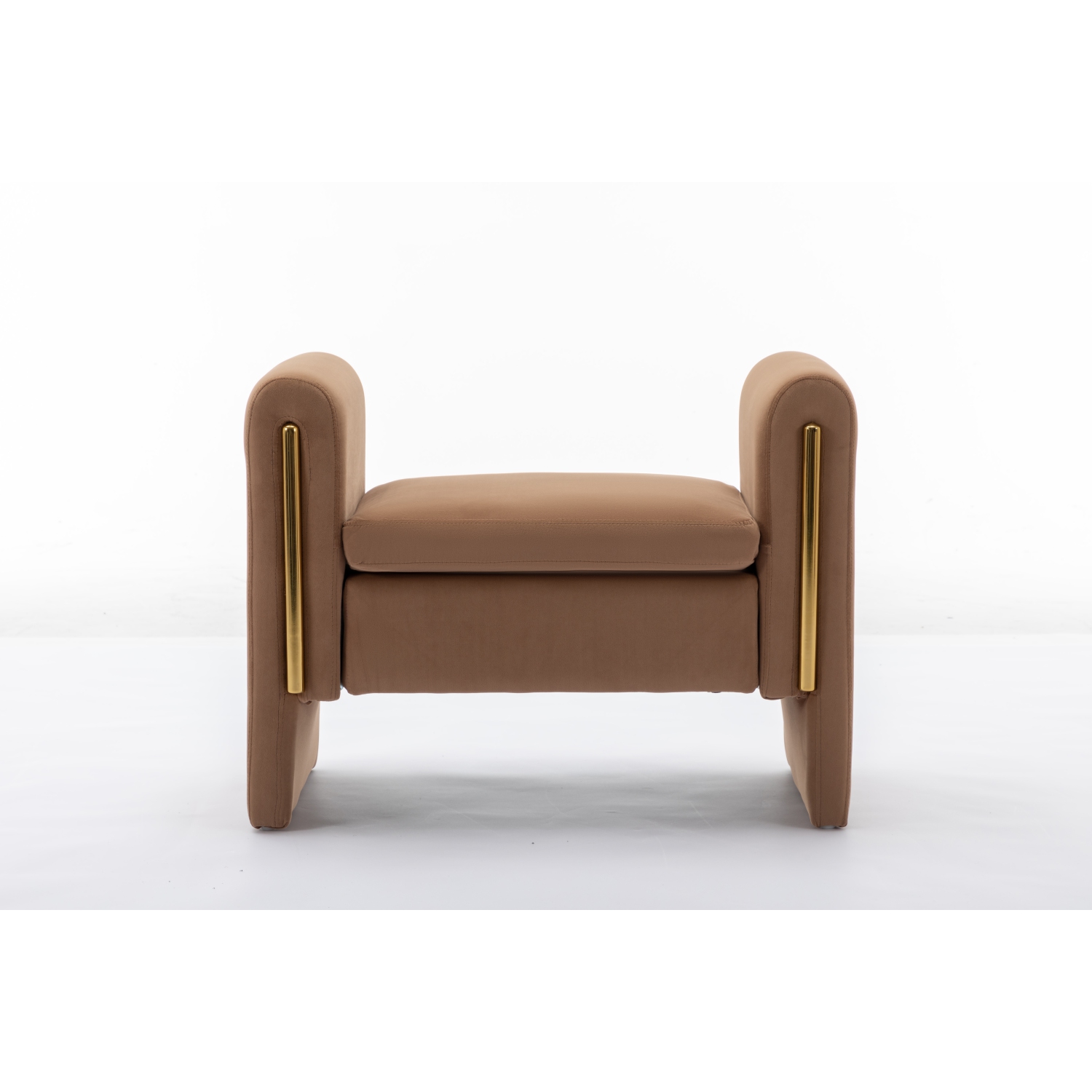 Banc en velours de 33 po de KOSMAI pour chambre d'entrée de salon - Brun