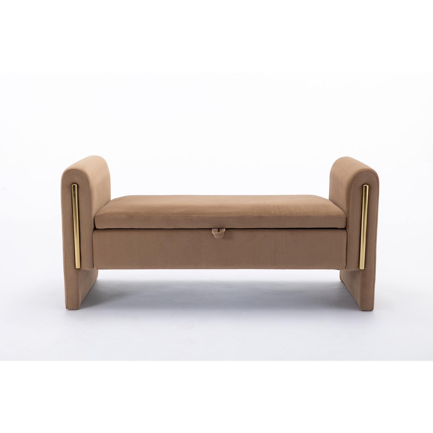 Banc de rangement en velours de 53 po de KOSMAI pour chambre d'entrée de salon - Brun