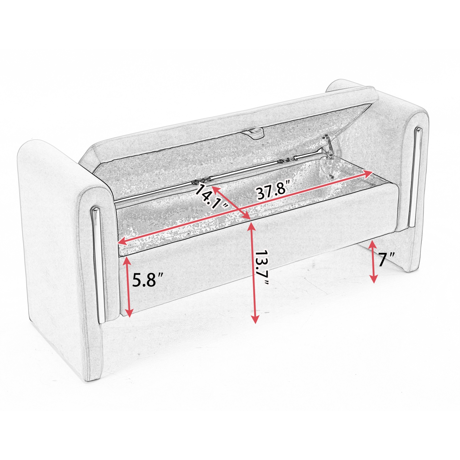 Banc de rangement en velours de 53 po de KOSMAI pour chambre d'entrée de salon - Brun