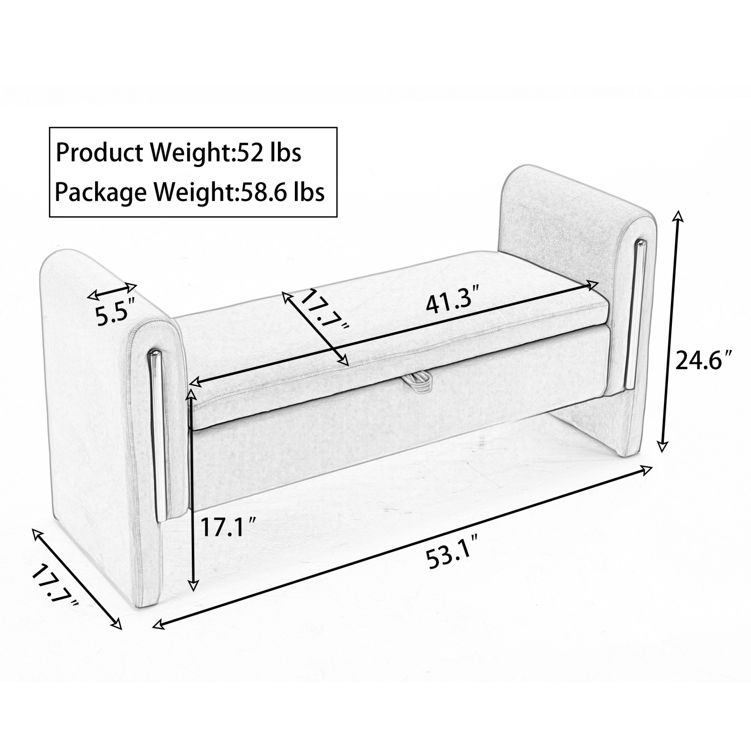 Banc de rangement en velours de 53 po de KOSMAI pour chambre d'entrée de salon - Brun