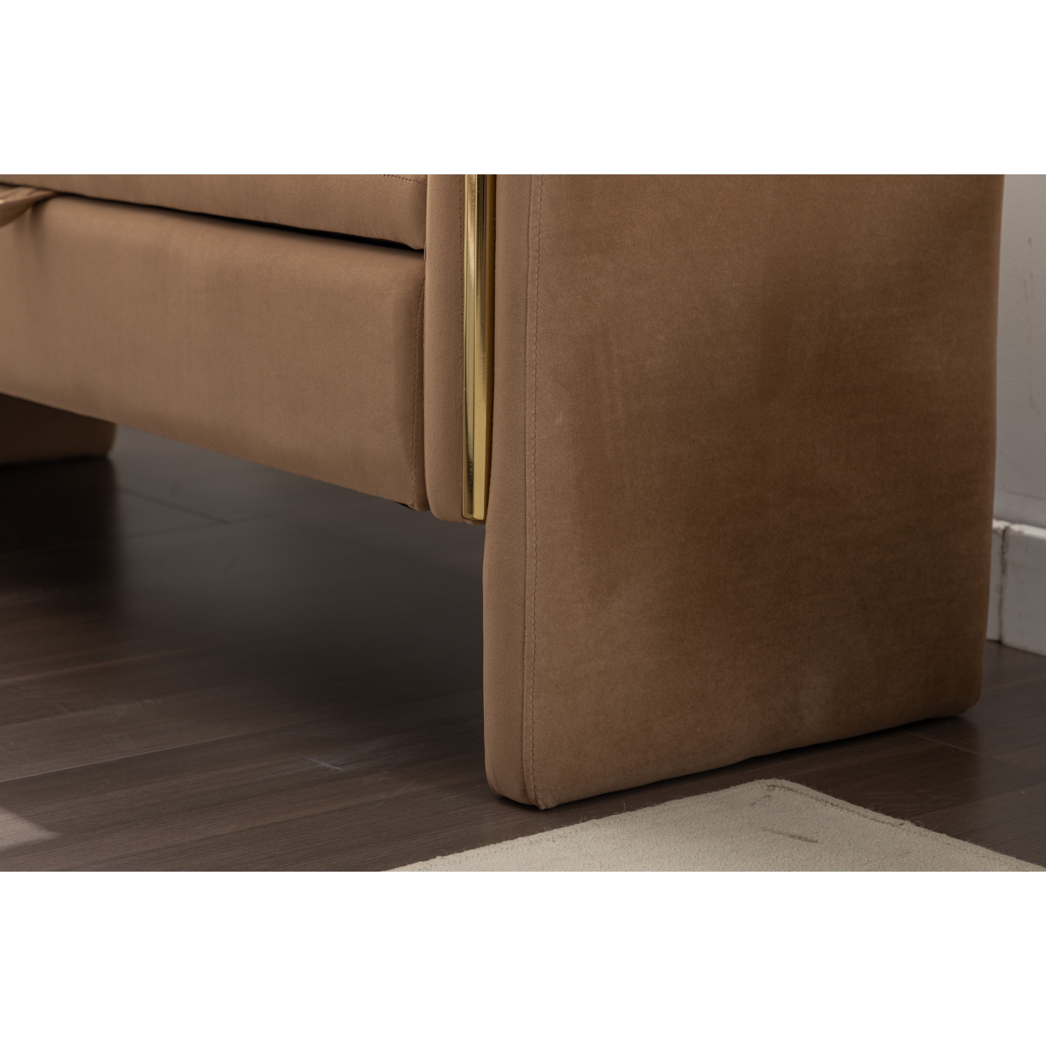 Banc de rangement en velours de 53 po de KOSMAI pour chambre d'entrée de salon - Brun