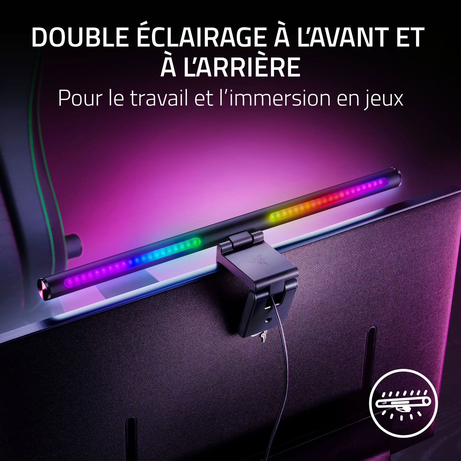 Barre lumineuse ultralarge à éclairage naturel pour moniteur IRC 95 Aether de Razer - Noir