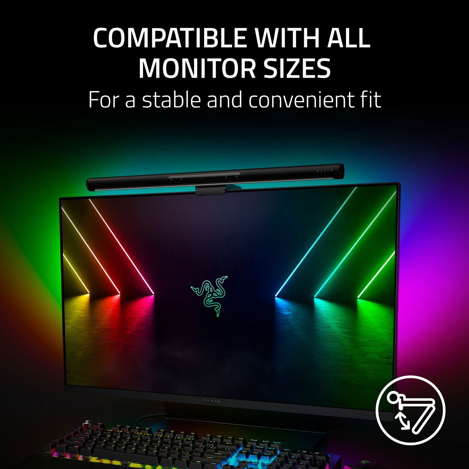 Barre lumineuse ultralarge à éclairage naturel pour moniteur IRC 95 Aether de Razer - Noir