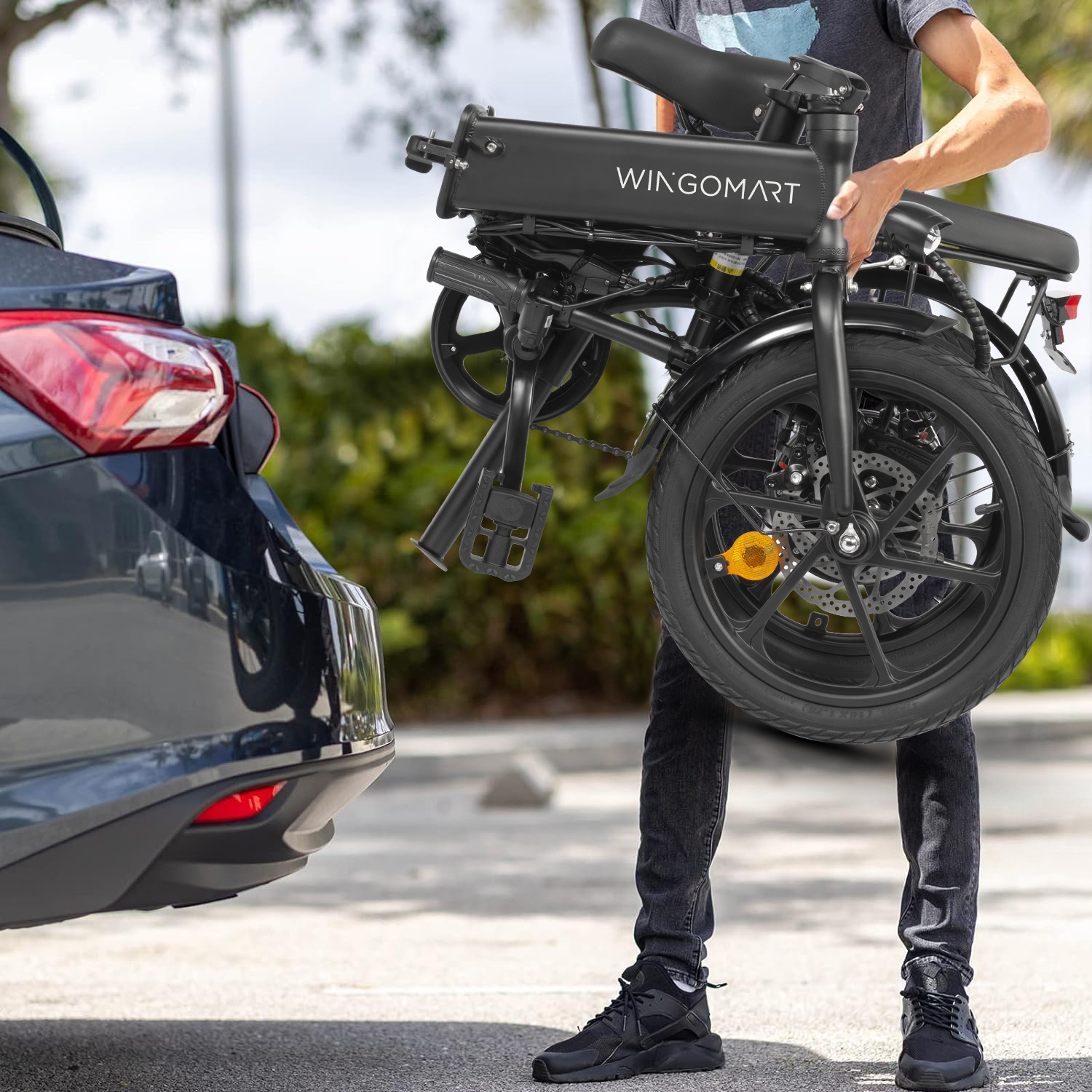 Electric Bike for Adults 16" Battery Range up to 65km with 500W Motor | Folding Electric Bicycle ,Commuter City E-Bike | Cruiser bike w/ 25kmh SPEED