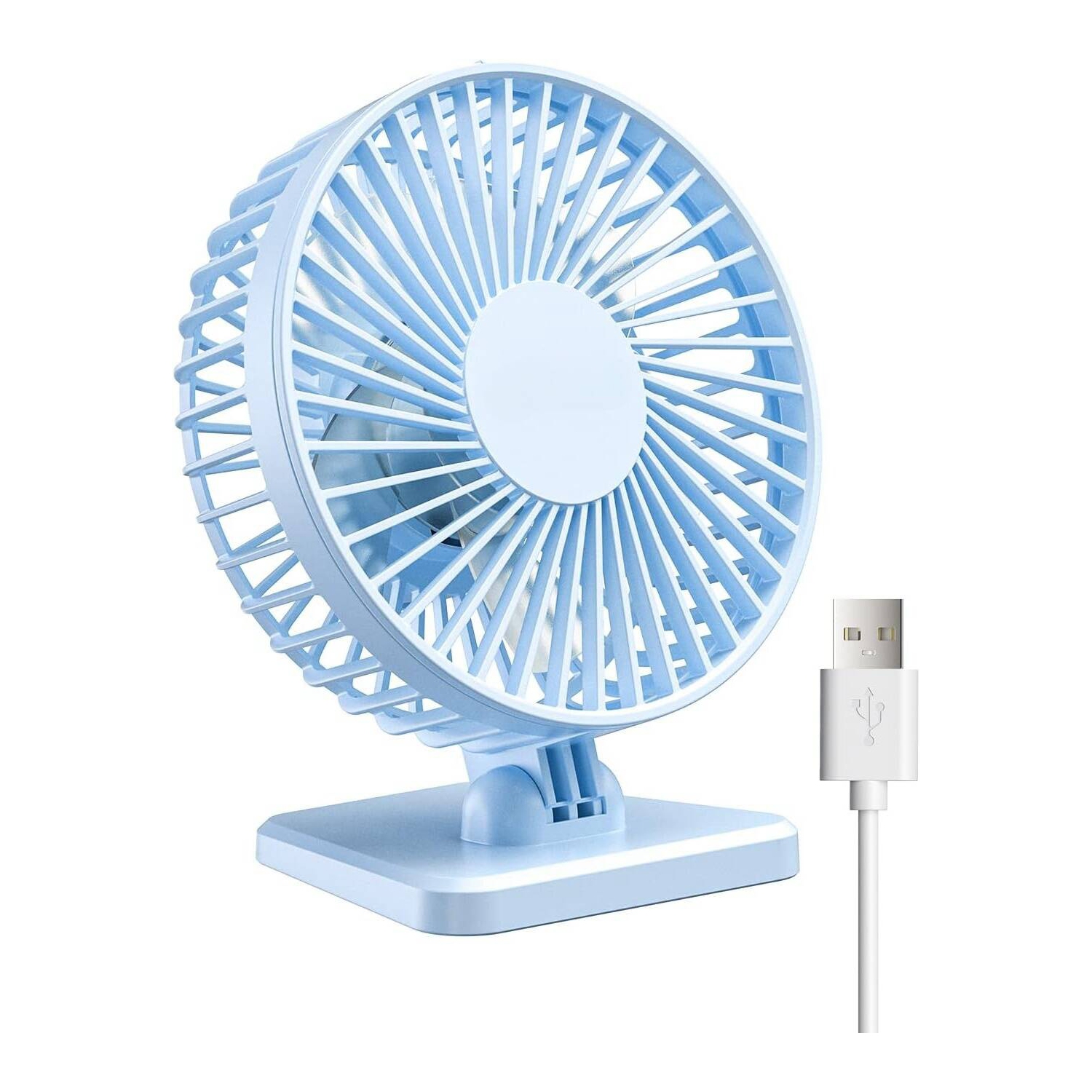 USB Desk Fan, Portable Quiet 3 Speeds Wind Desktop Personal Fan, Adjustment Mini Fan Table Fan for Better Cooling, Office Home Indoor Outdoor, Light