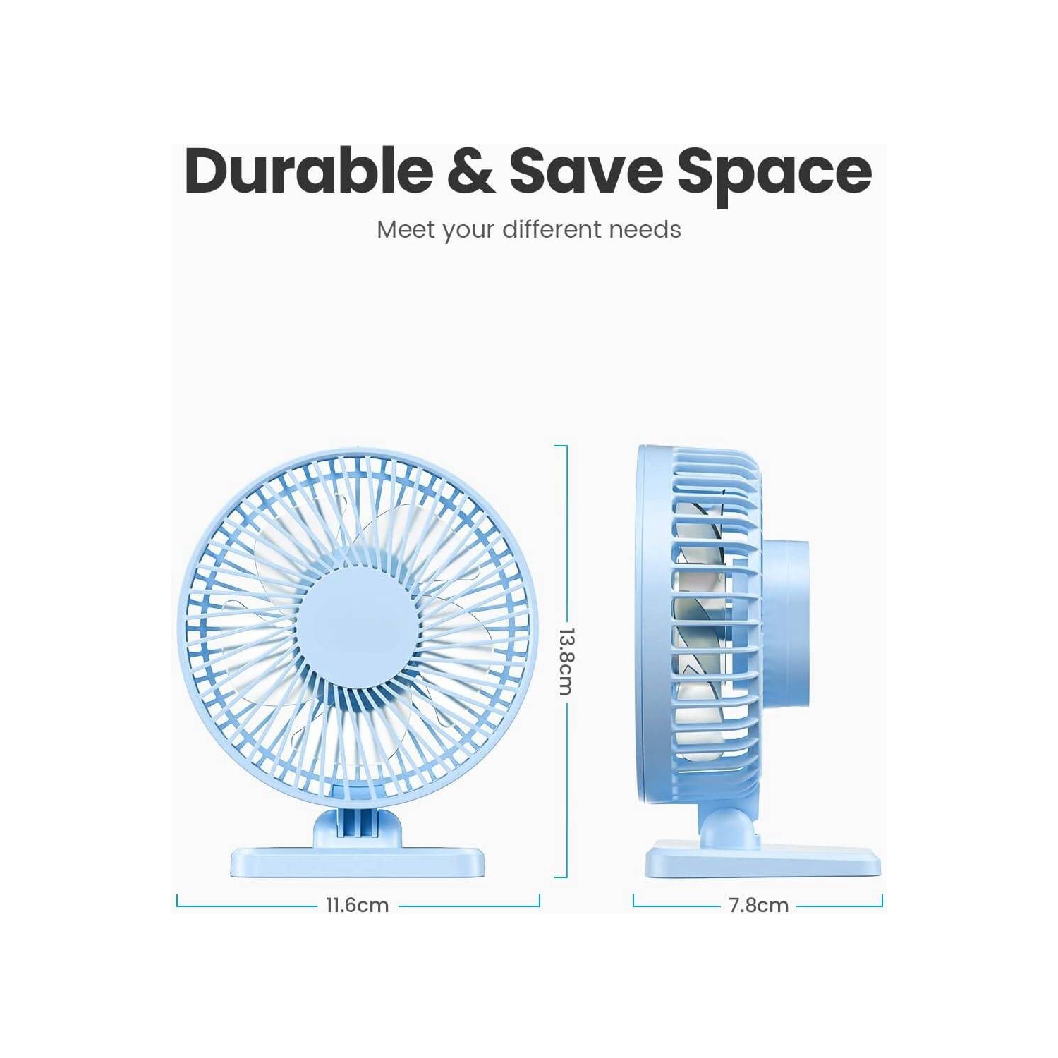 USB Desk Fan, Portable Quiet 3 Speeds Wind Desktop Personal Fan, Adjustment Mini Fan Table Fan for Better Cooling, Office Home Indoor Outdoor, Light