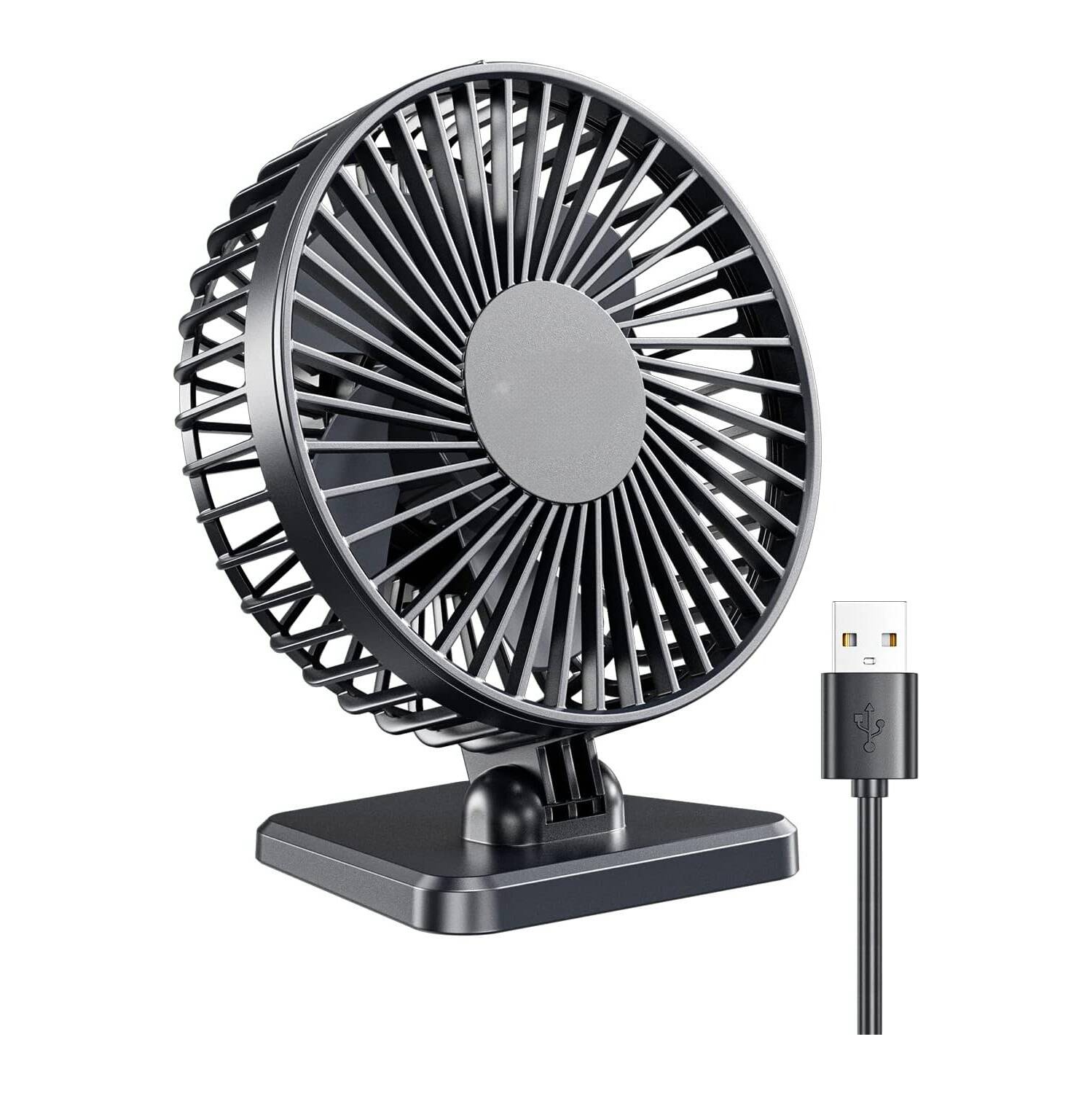 USB Desk Fan, Portable Quiet 3 Speeds Wind Desktop Personal Fan, Adjustment Mini Fan Table Fan for Better Cooling, Office Home Indoor Outdoor, Black