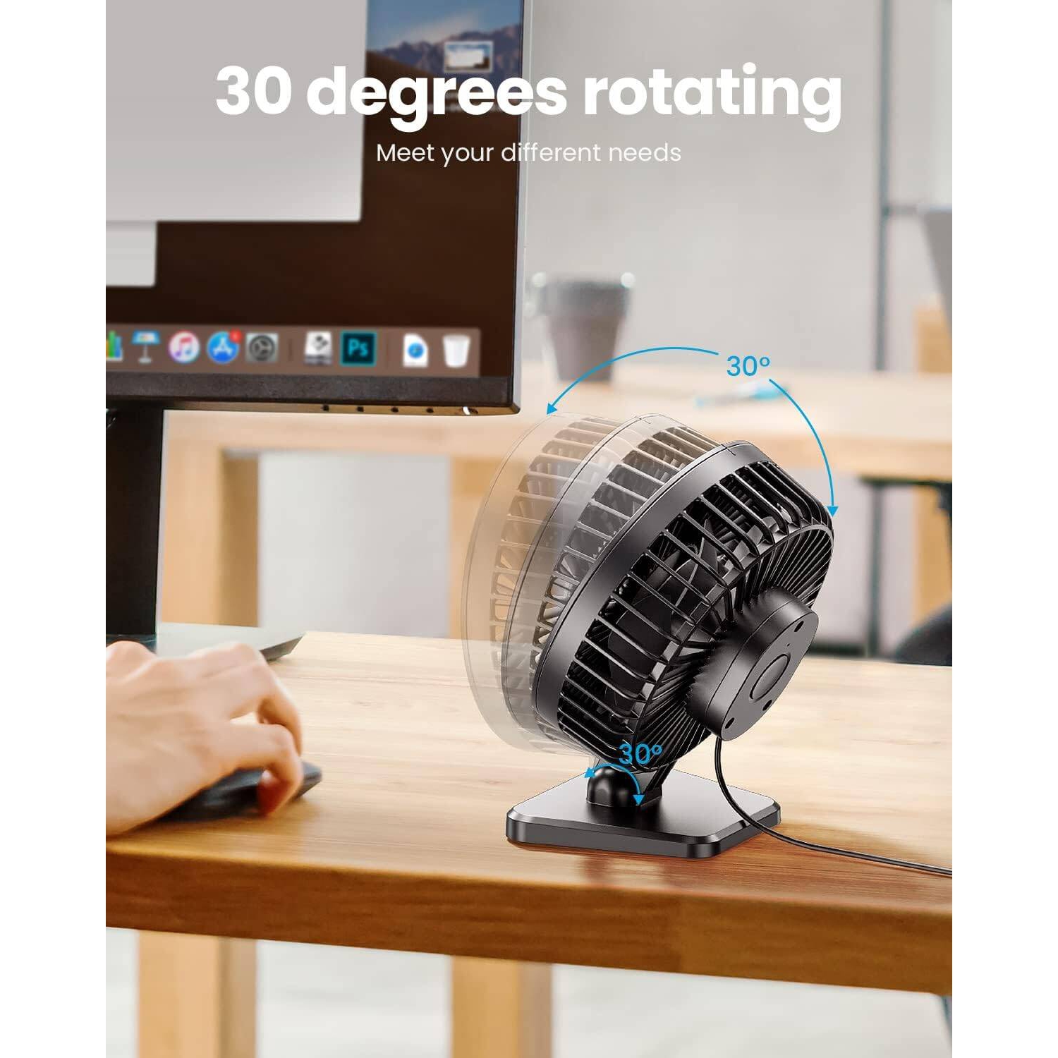 USB Desk Fan, Portable Quiet 3 Speeds Wind Desktop Personal Fan, Adjustment Mini Fan Table Fan for Better Cooling, Office Home Indoor Outdoor, Black