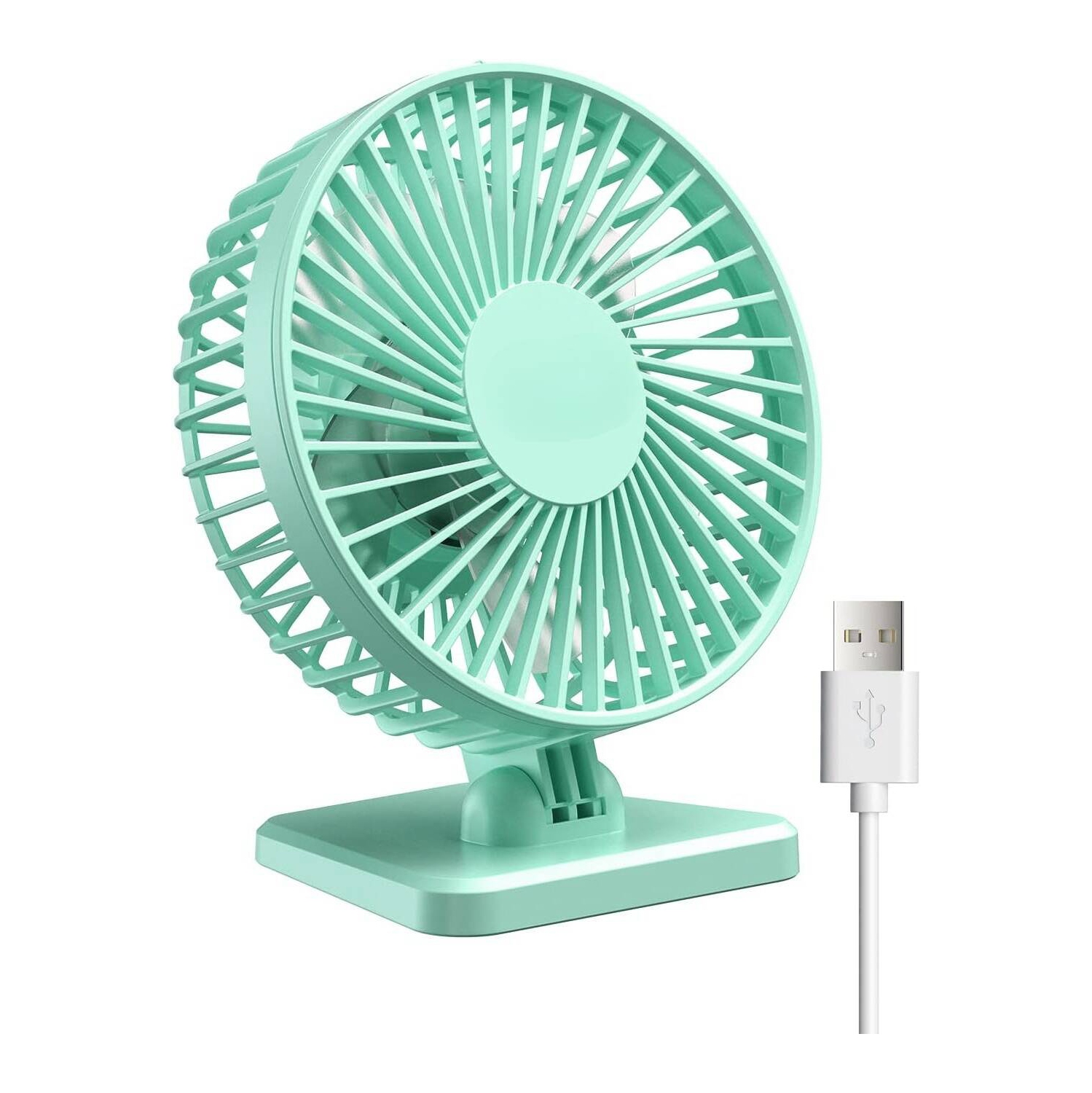 USB Desk Fan, Portable Quiet 3 Speeds Wind Desktop Personal Fan, Adjustment Mini Fan Table Fan for Better Cooling, Office Home Indoor Outdoor, Green