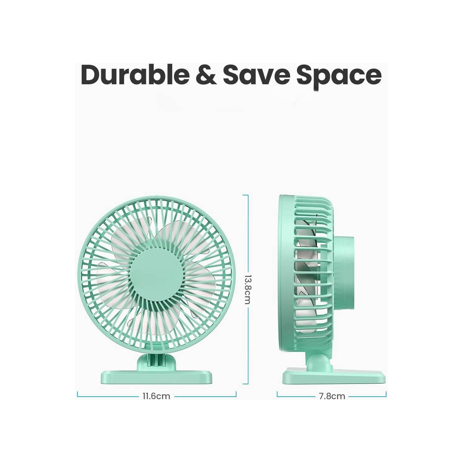 USB Desk Fan, Portable Quiet 3 Speeds Wind Desktop Personal Fan, Adjustment Mini Fan Table Fan for Better Cooling, Office Home Indoor Outdoor, Green