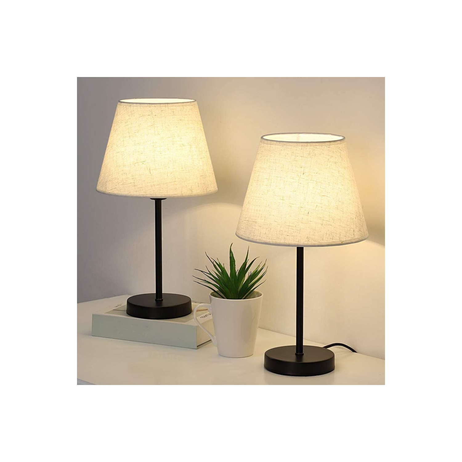 Bedside Table Lamps Small bedside lamps set of 2 with fabric shade Bedside