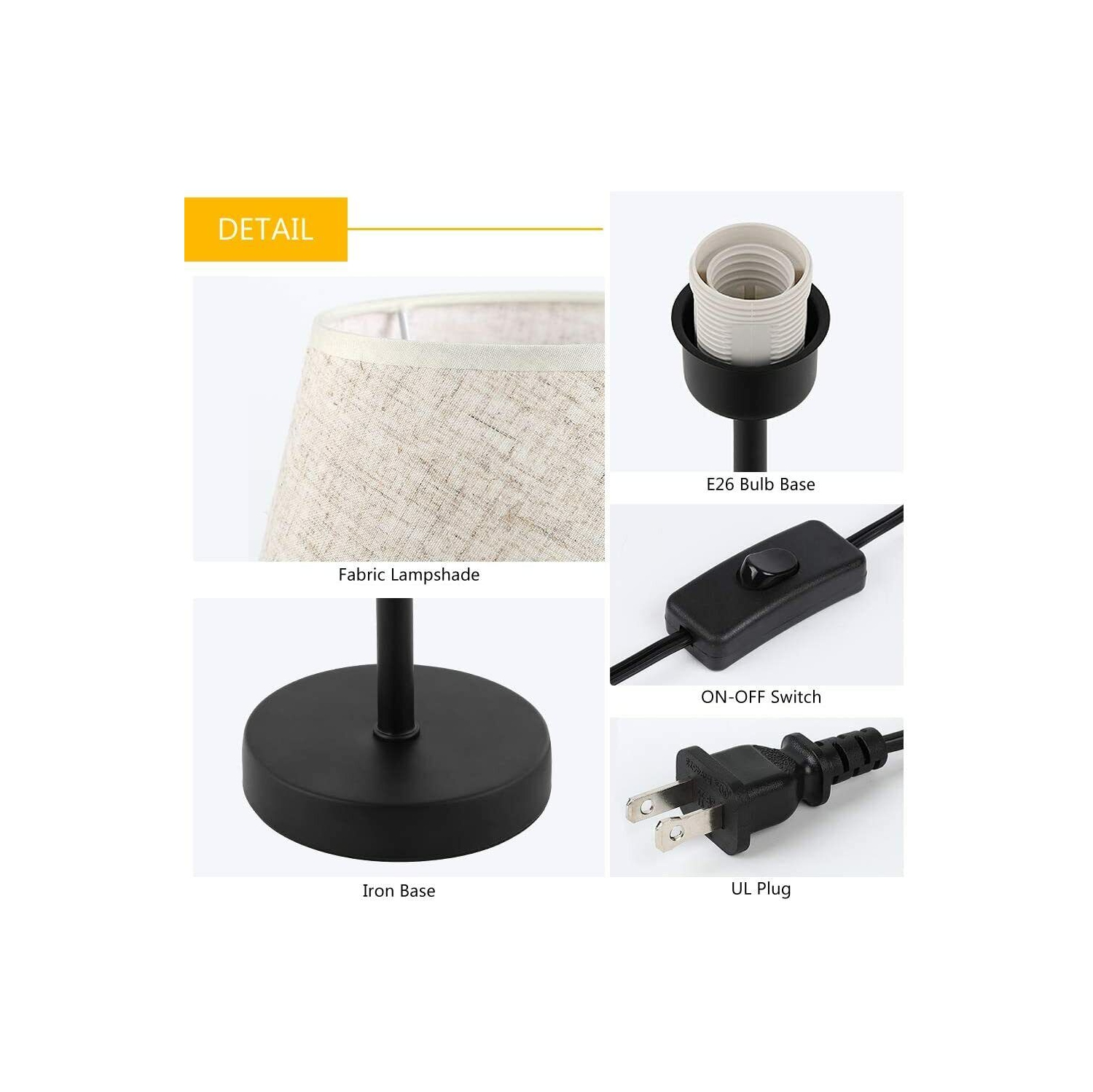 Bedside Table Lamps Small bedside lamps set of 2 with fabric shade Bedside