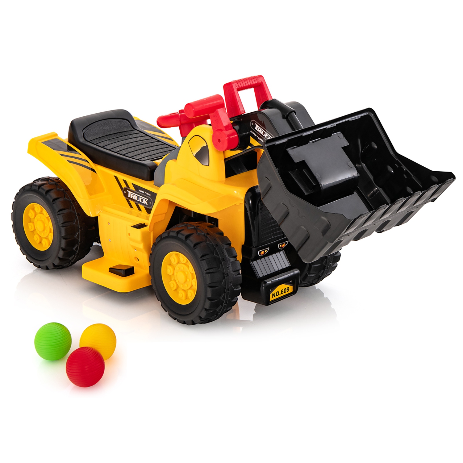 Camion jouet porteur électrique à bulldozer 6&nbsp;V de Costway avec godet réglable pour enfants