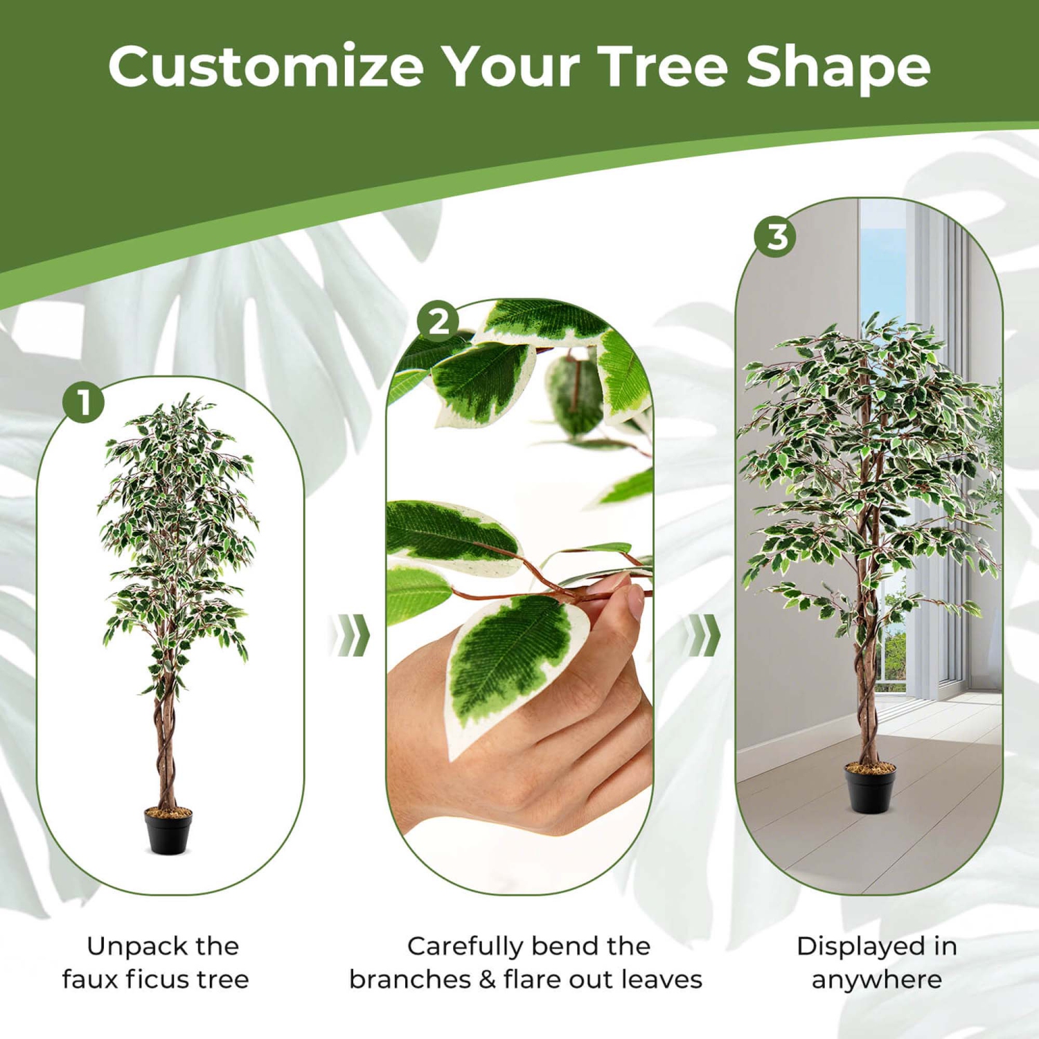 CoCostway – Plante d'intérieur en pot pour décoration d'arbre artificiel 63&nbsp;po