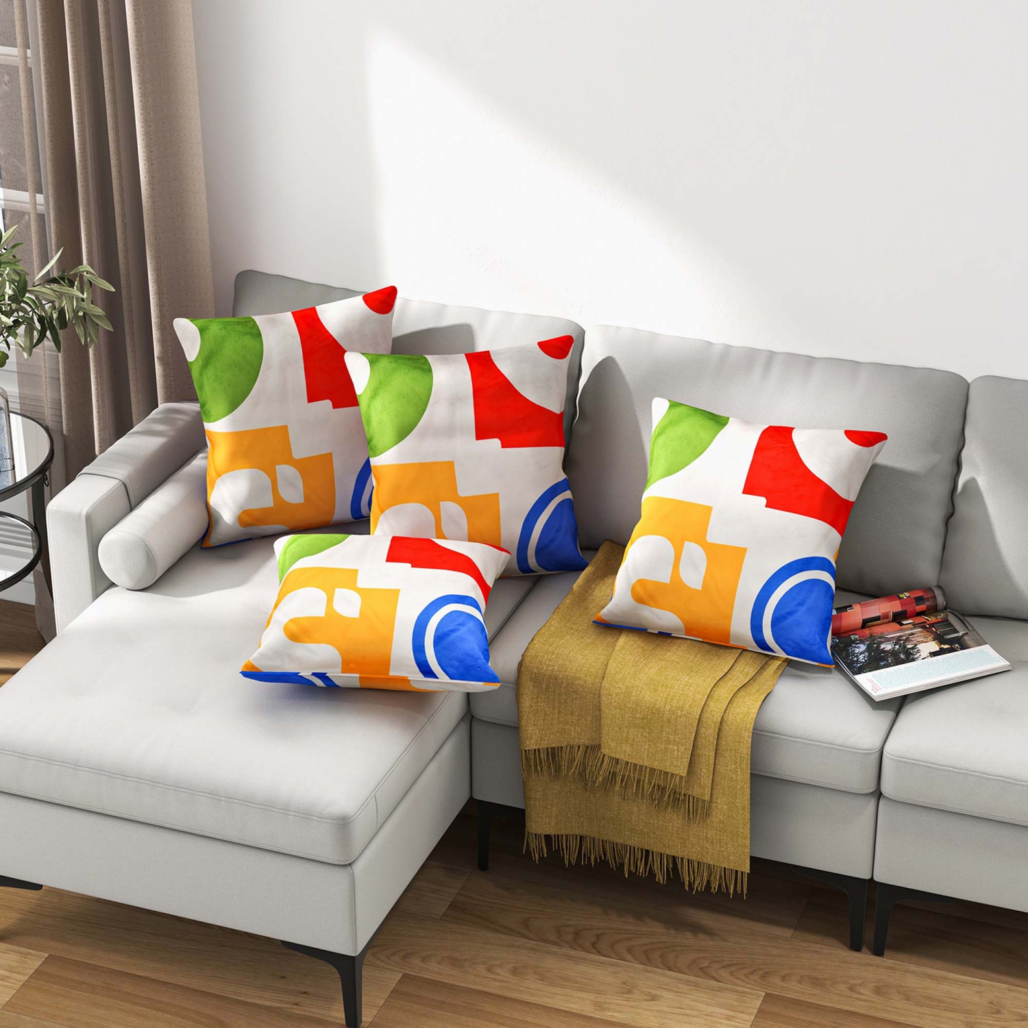 Costway – coussins décoratifs carrés 4 pièces, coussin en velours amovible et lavable, rouge, 18 x x18 po