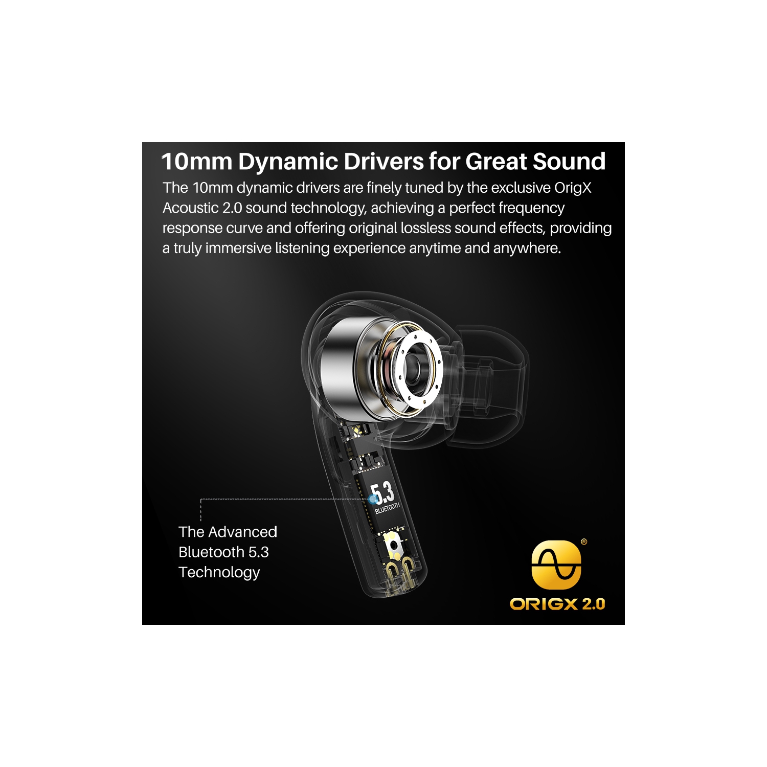 TOZO T20 Wireless Earbuds Bluetooth Headphones with LED Digital Display Built-in Mics Call Noise Cancelling -Red