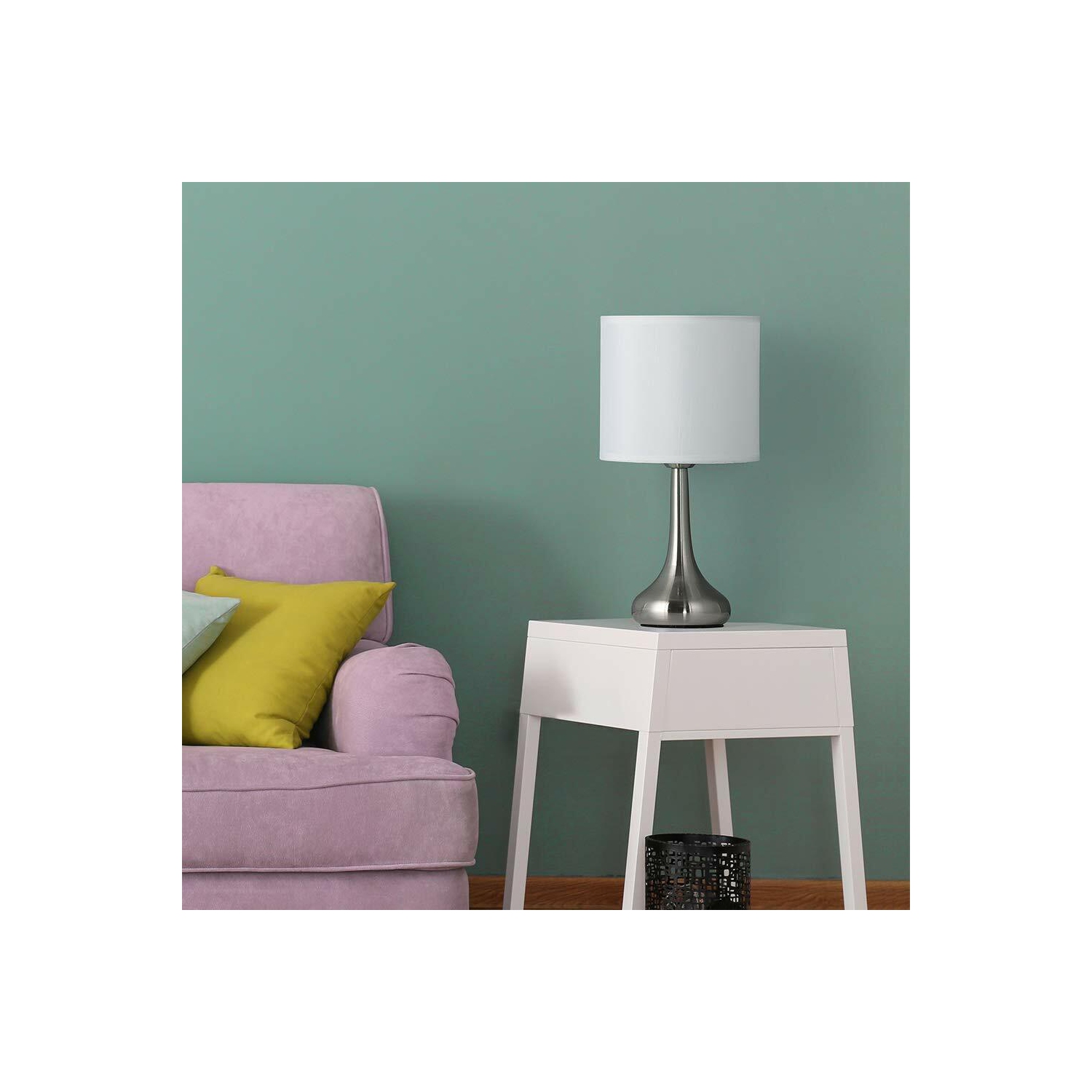Modern Night Stand Bedside Lamp Living Room/Bedroom Night Stand with Brushed Nickel Base