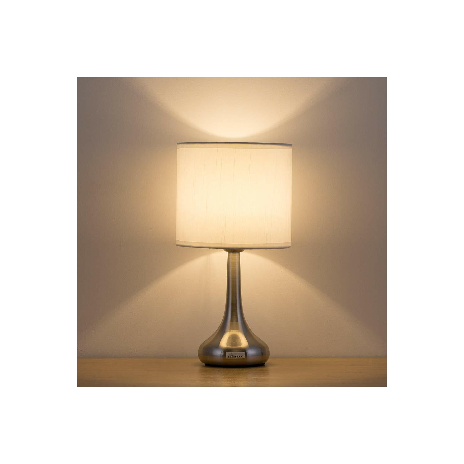 Modern Night Stand Bedside Lamp Living Room/Bedroom Night Stand with Brushed Nickel Base