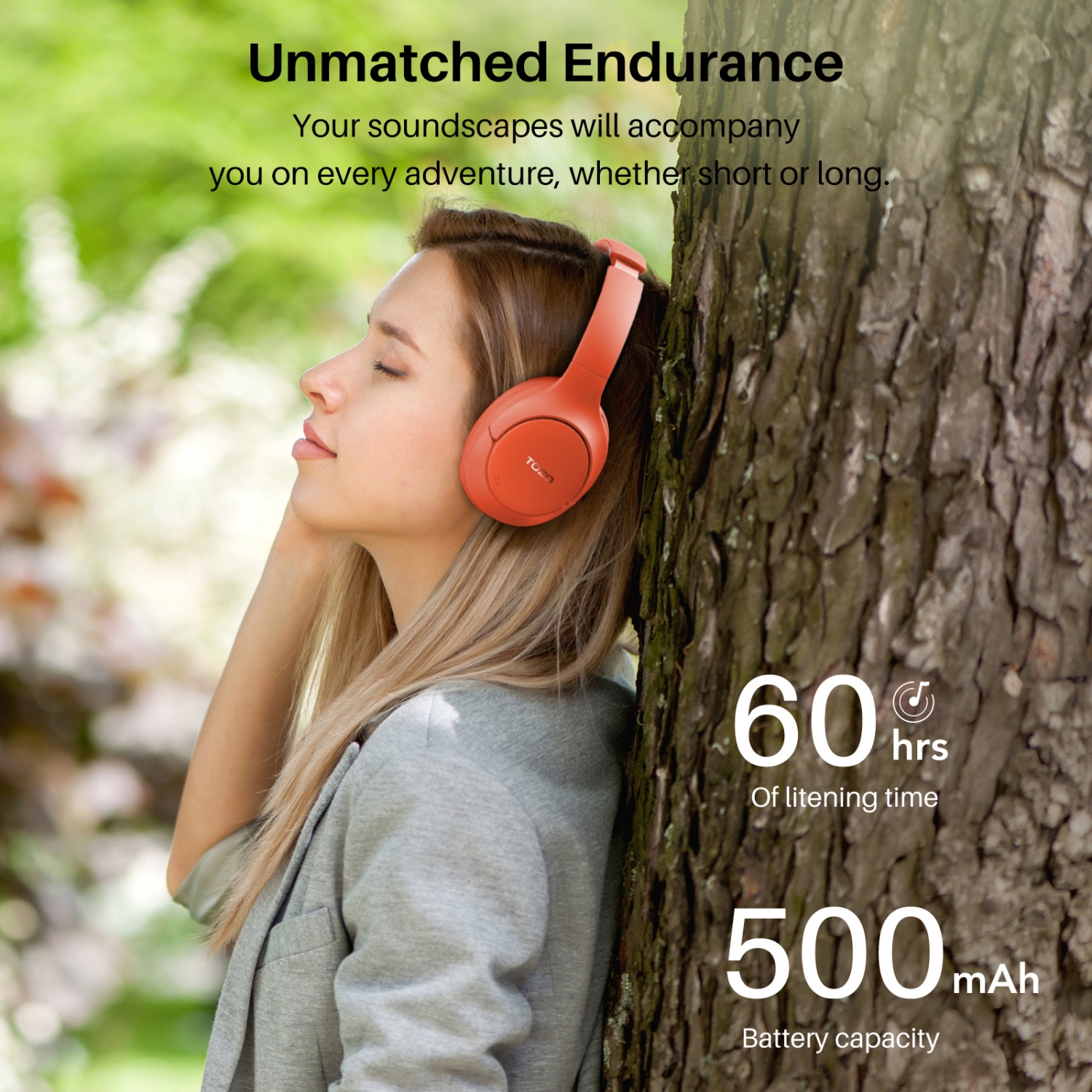 TOZO HT2 Hybrid Active Noise Cancelling Headphones sans fil Bluetooth Headphones 60H Playtime Hi-Res Audio Custom EQ via l'application Deep Bass