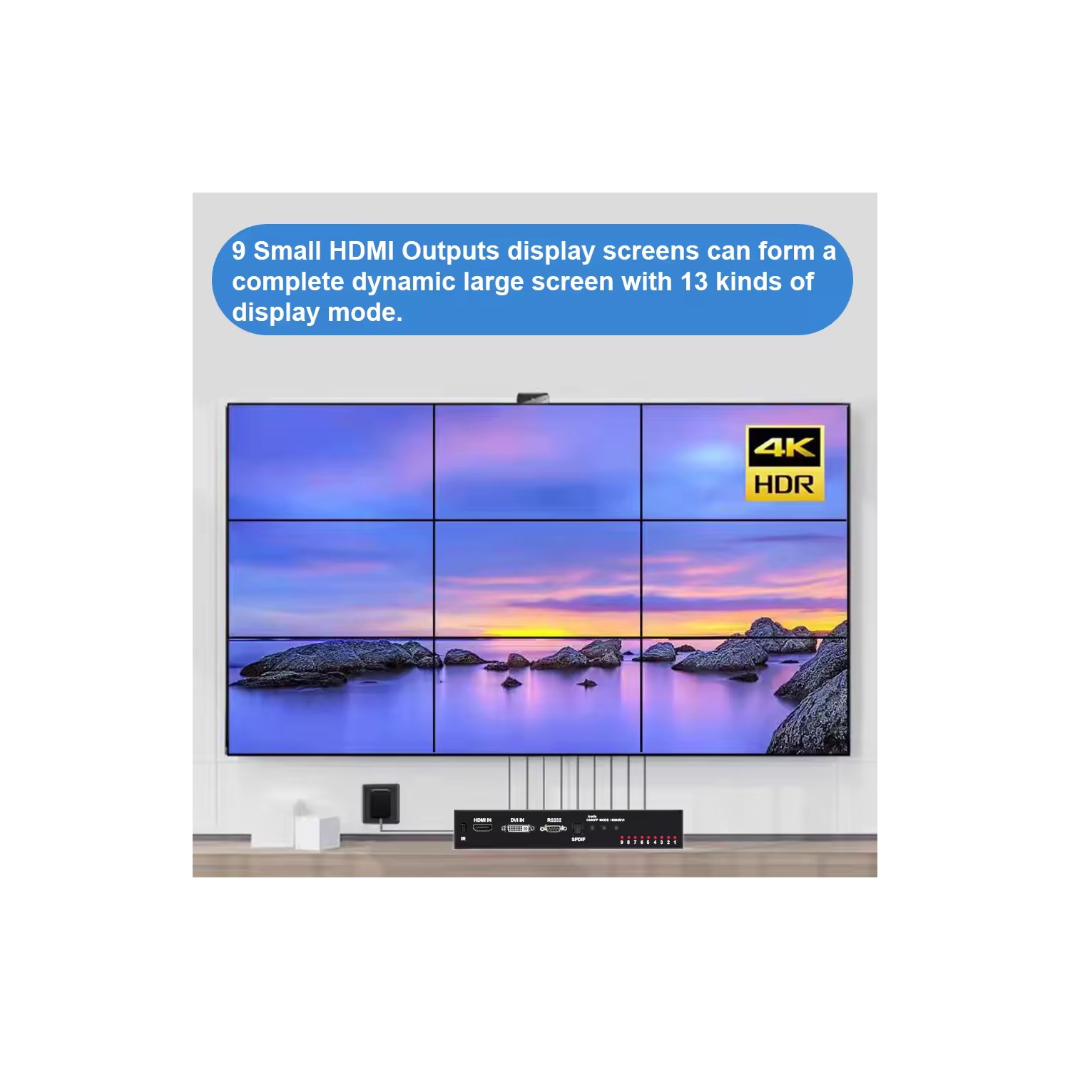3x3 9 Screen 4K HDMI DVI TV Input 1920x1080 Output Video wall Controller 1X2 1X4 1X3 2x2 2x3 3x2 4X2 2X4 Multi Video Screen Processor Switcher Splicer