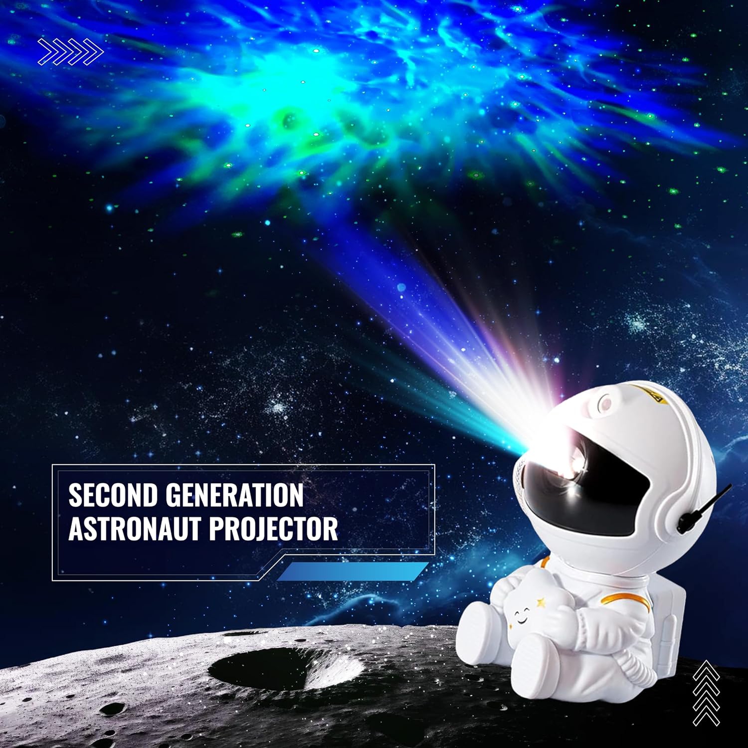 Trendylis Astronaut Star Projector Lights - 2nd Generation Space Buddy Projector Star Nebula Ceiling LED Lamp with Timer and Remote - White