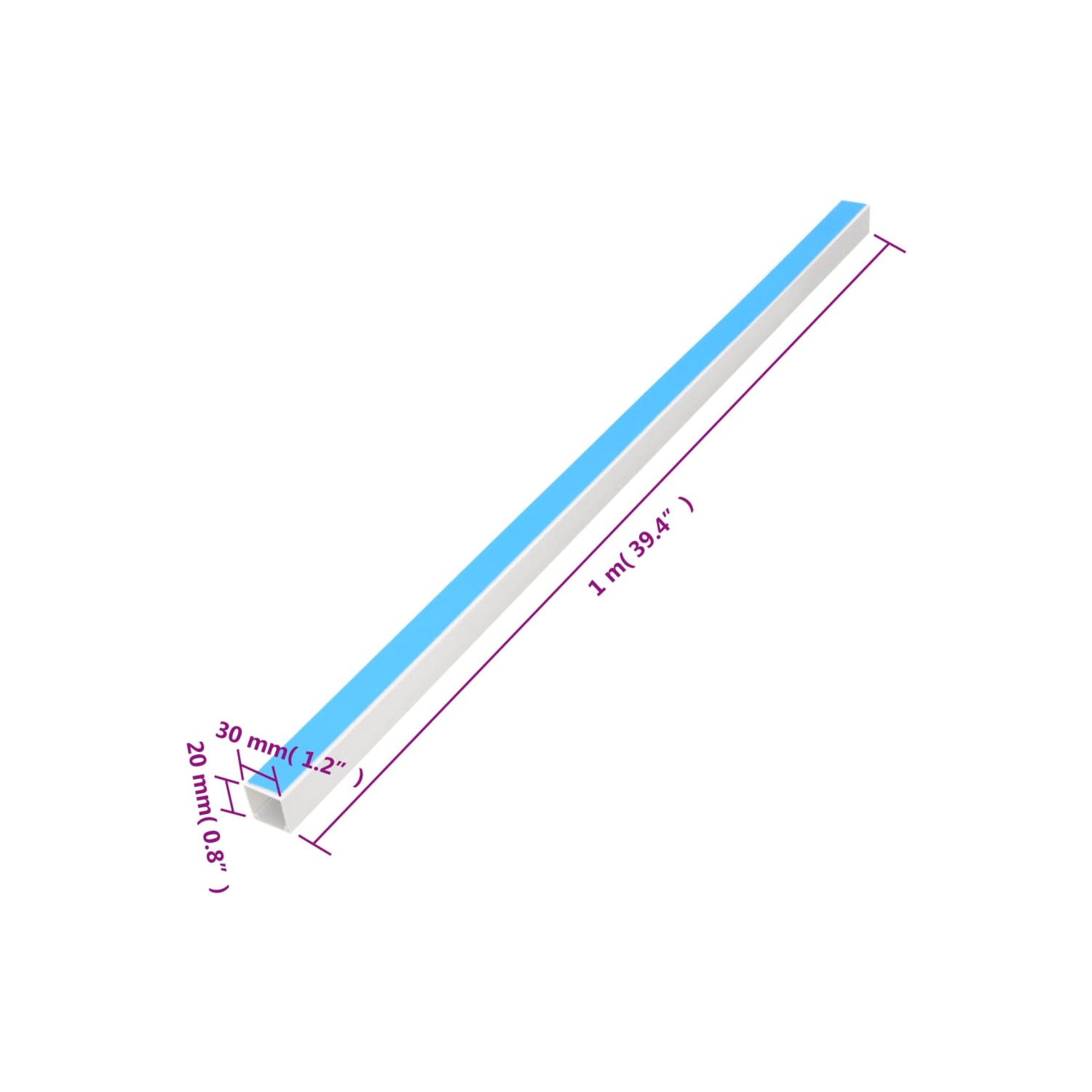 vidaXL Cable Trunking Self-Adhesive 30x20 mm 30 m PVC