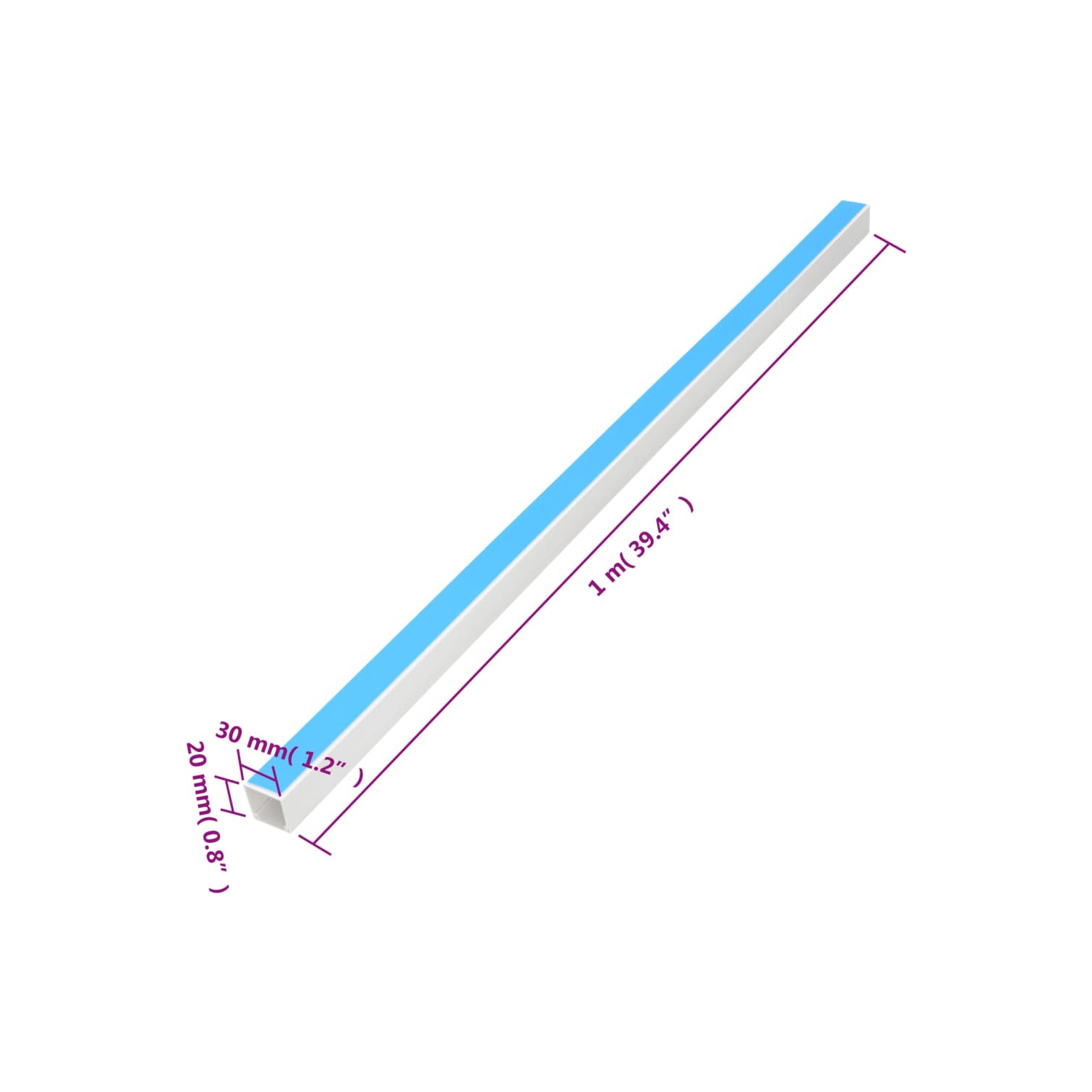 Câble autoadhésif autoadhésif vidaXL en PVC 10&nbsp;m de 30 x 20&nbsp;mm